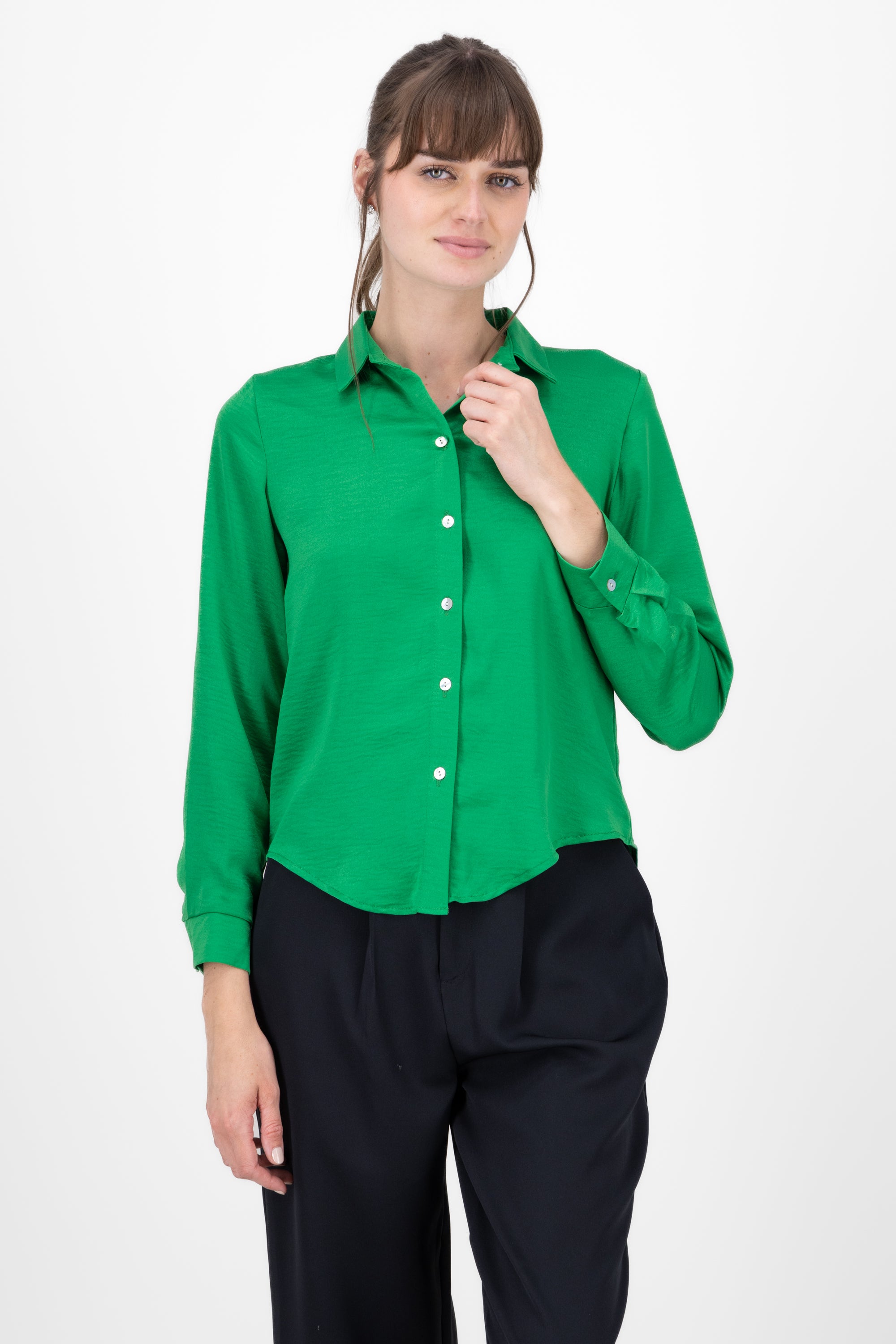 Satinated Long Manga Shirt GREEN