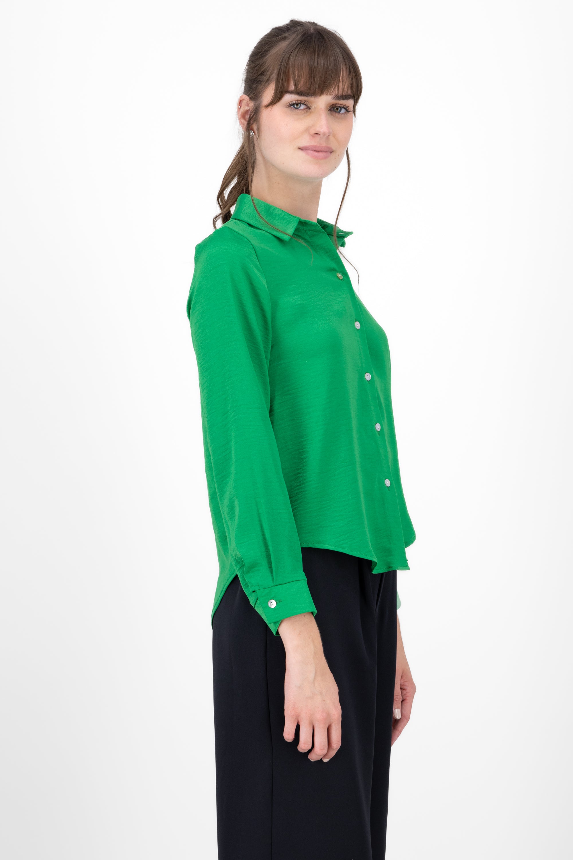 Satinated Long Manga Shirt GREEN