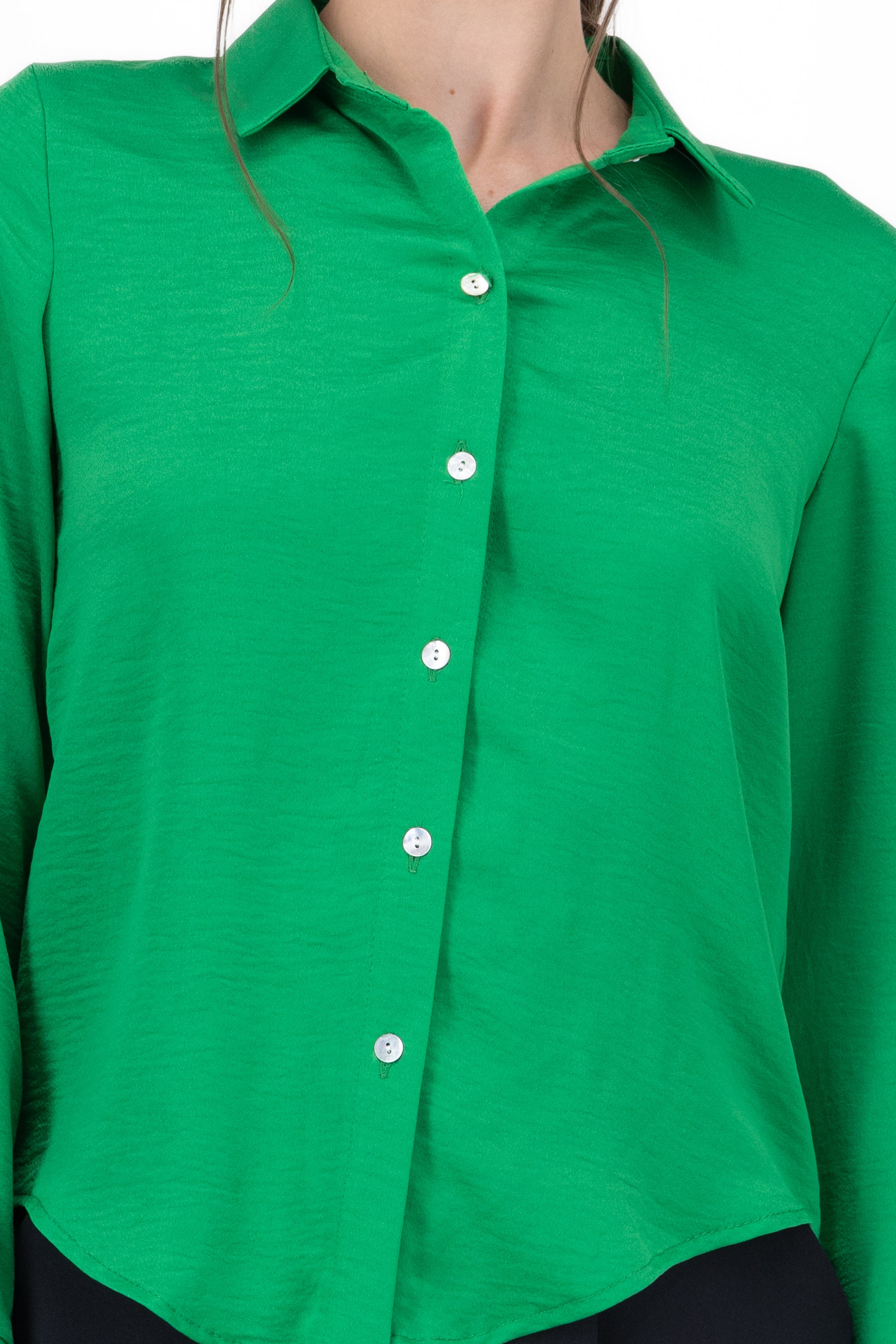 Satinated Long Manga Shirt GREEN