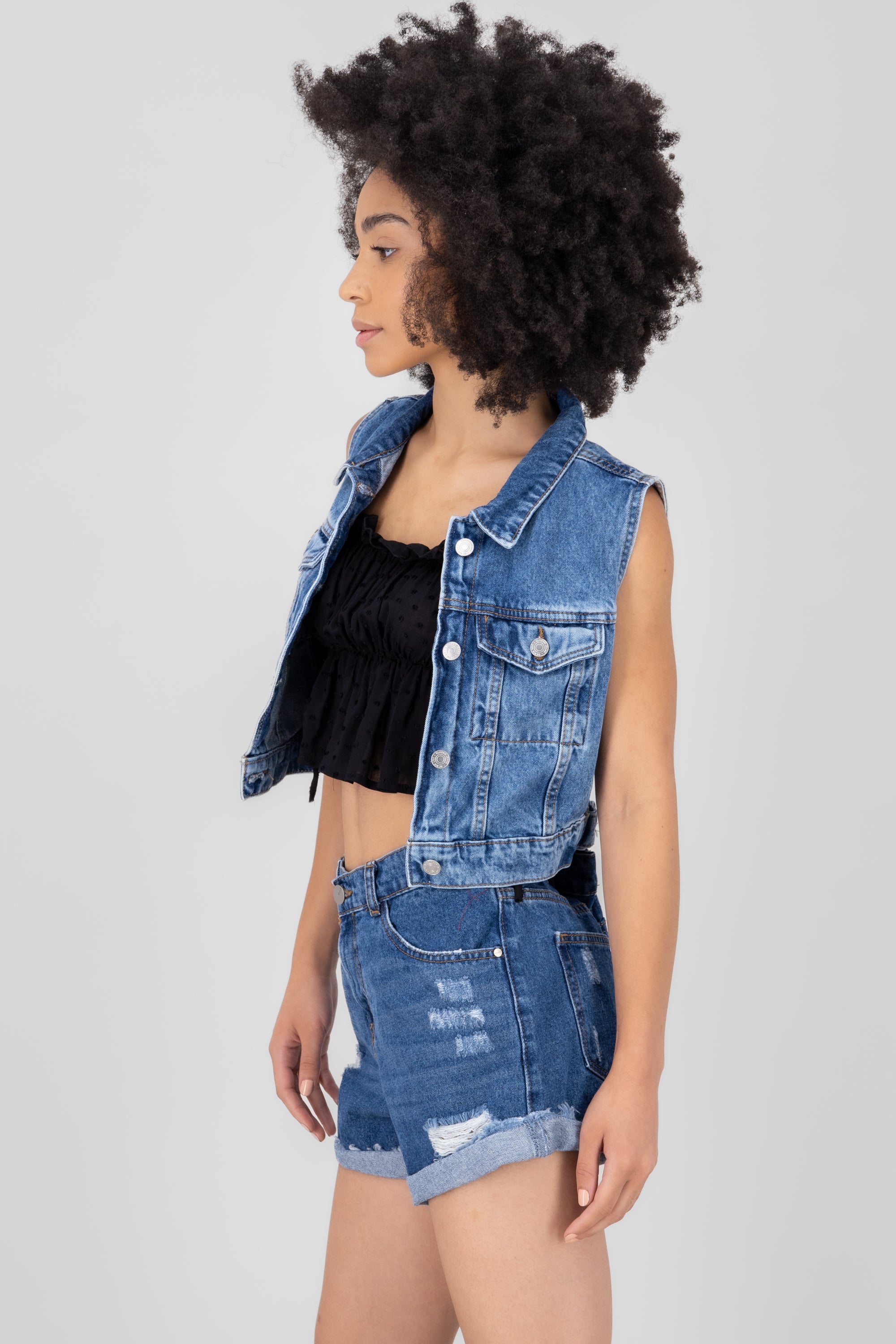 Chaleco crop denim MEDIUM WASH