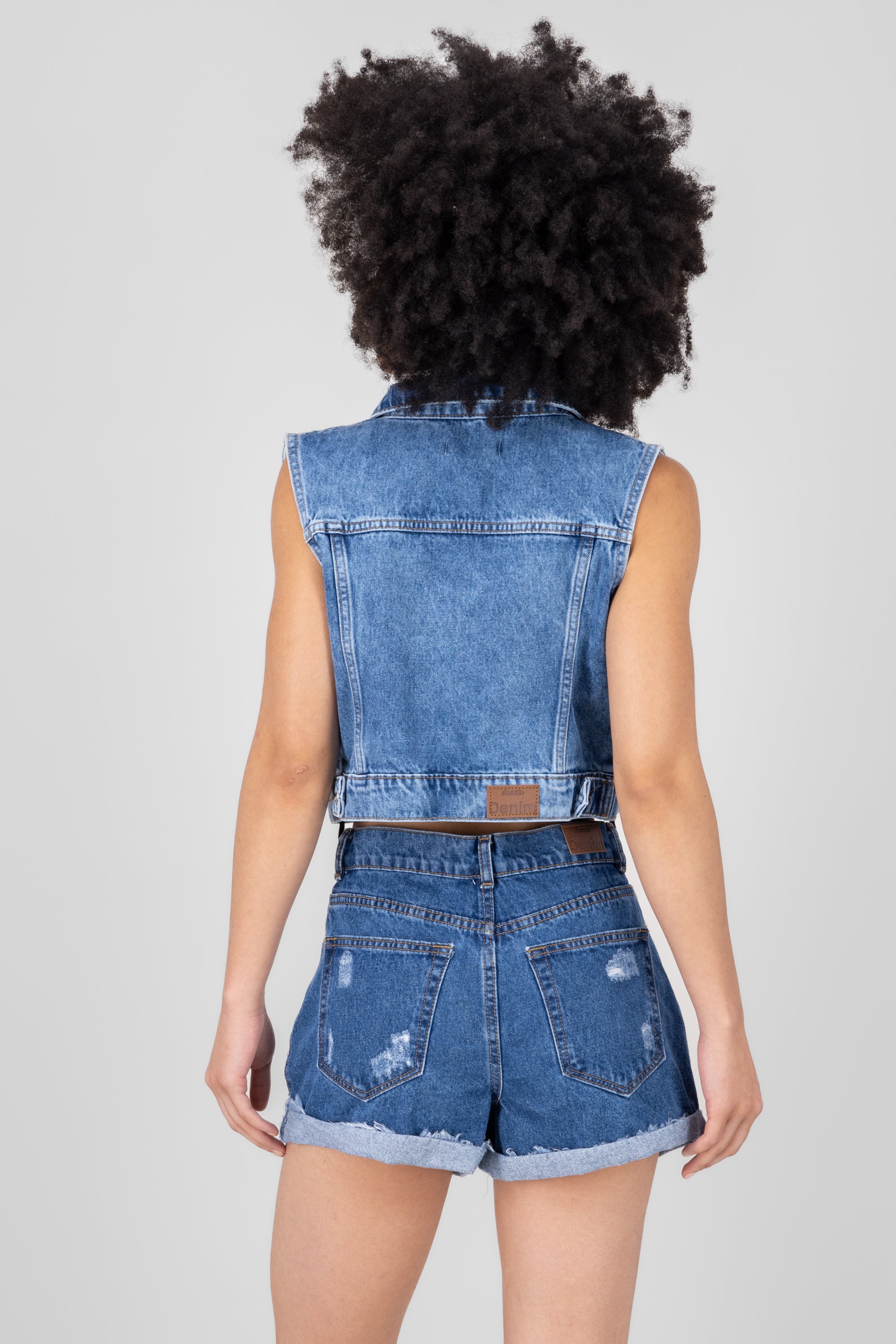 Chaleco crop denim MEDIUM WASH