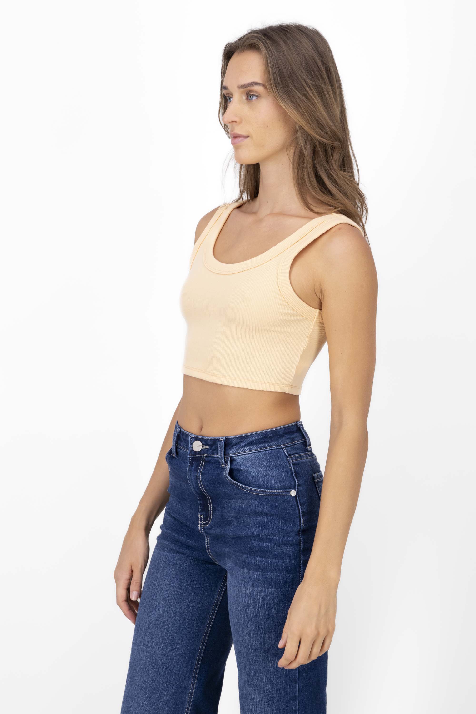 Top crop sin mangas rib MANDARINA