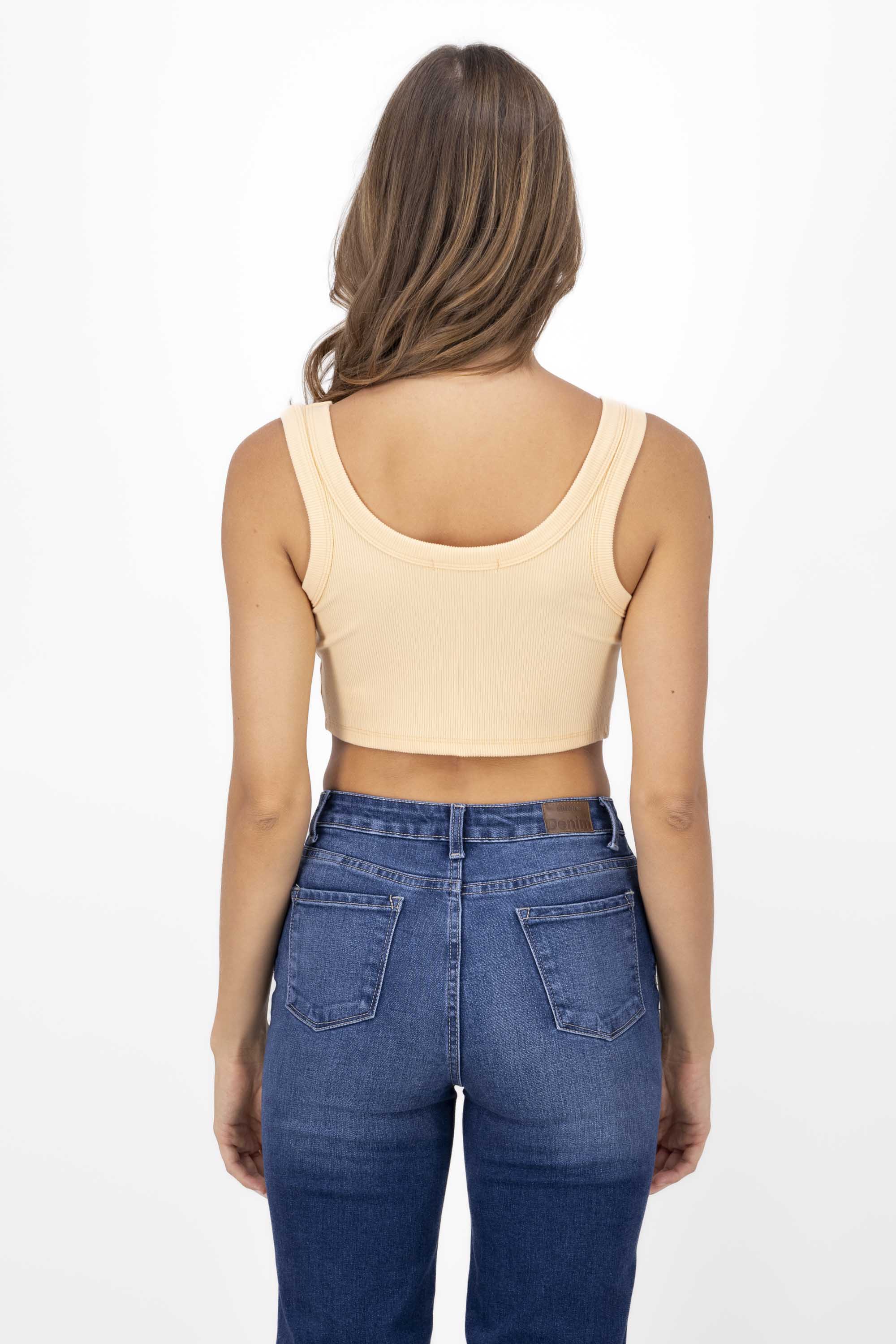 Top crop sin mangas rib MANDARINA