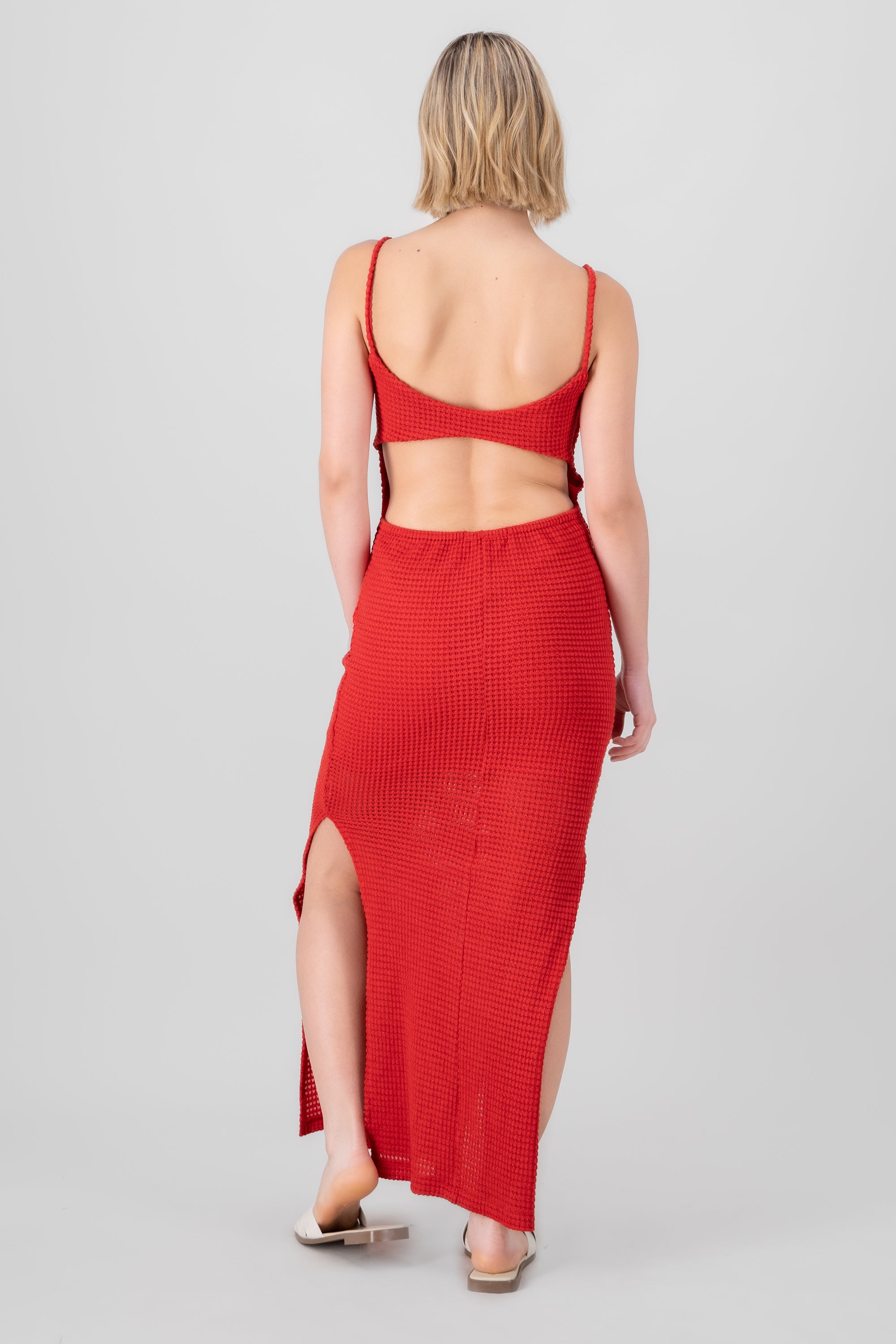 Maxi Dress Back Shift Texture RED