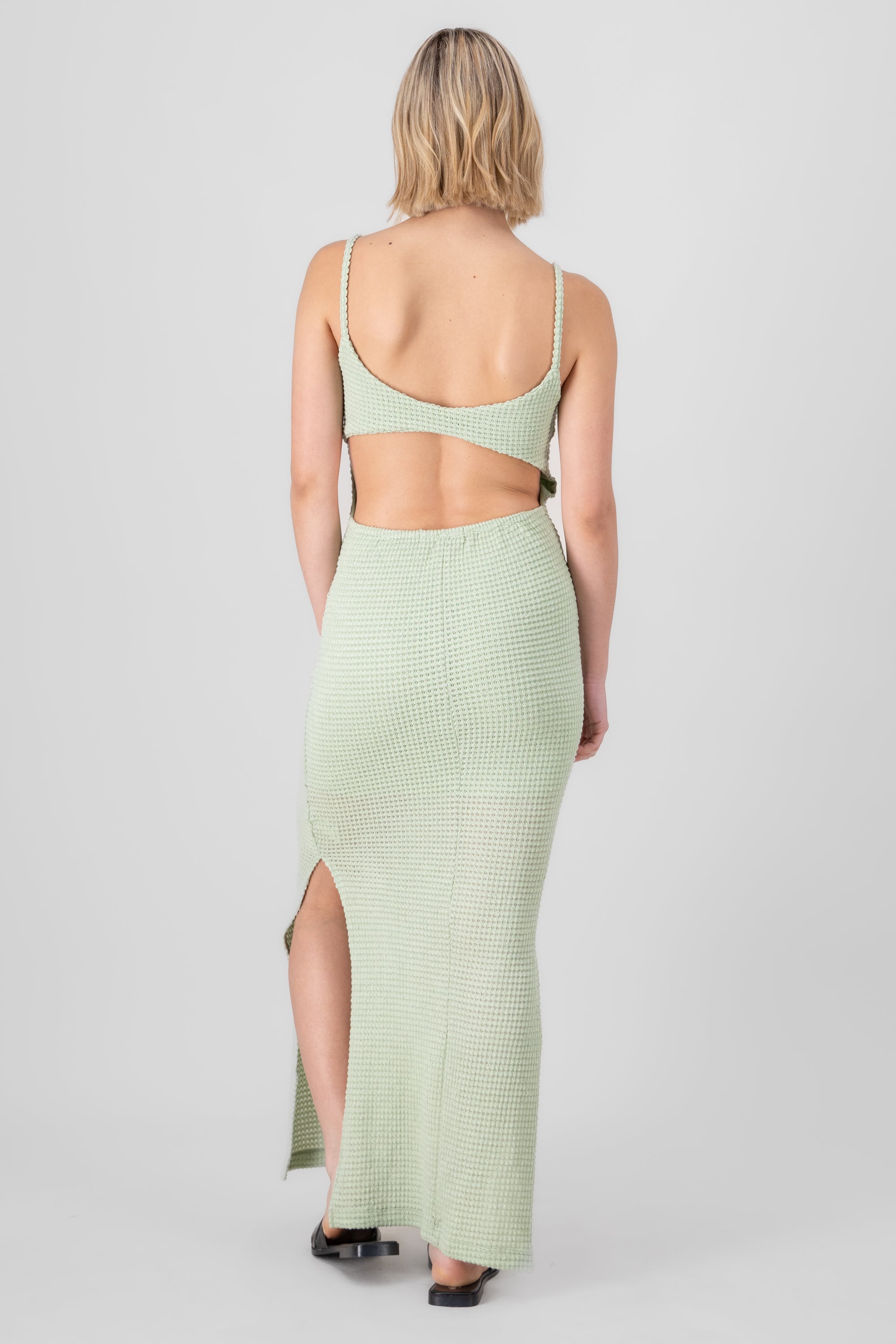 Maxi Dress Back Shift Texture Sage