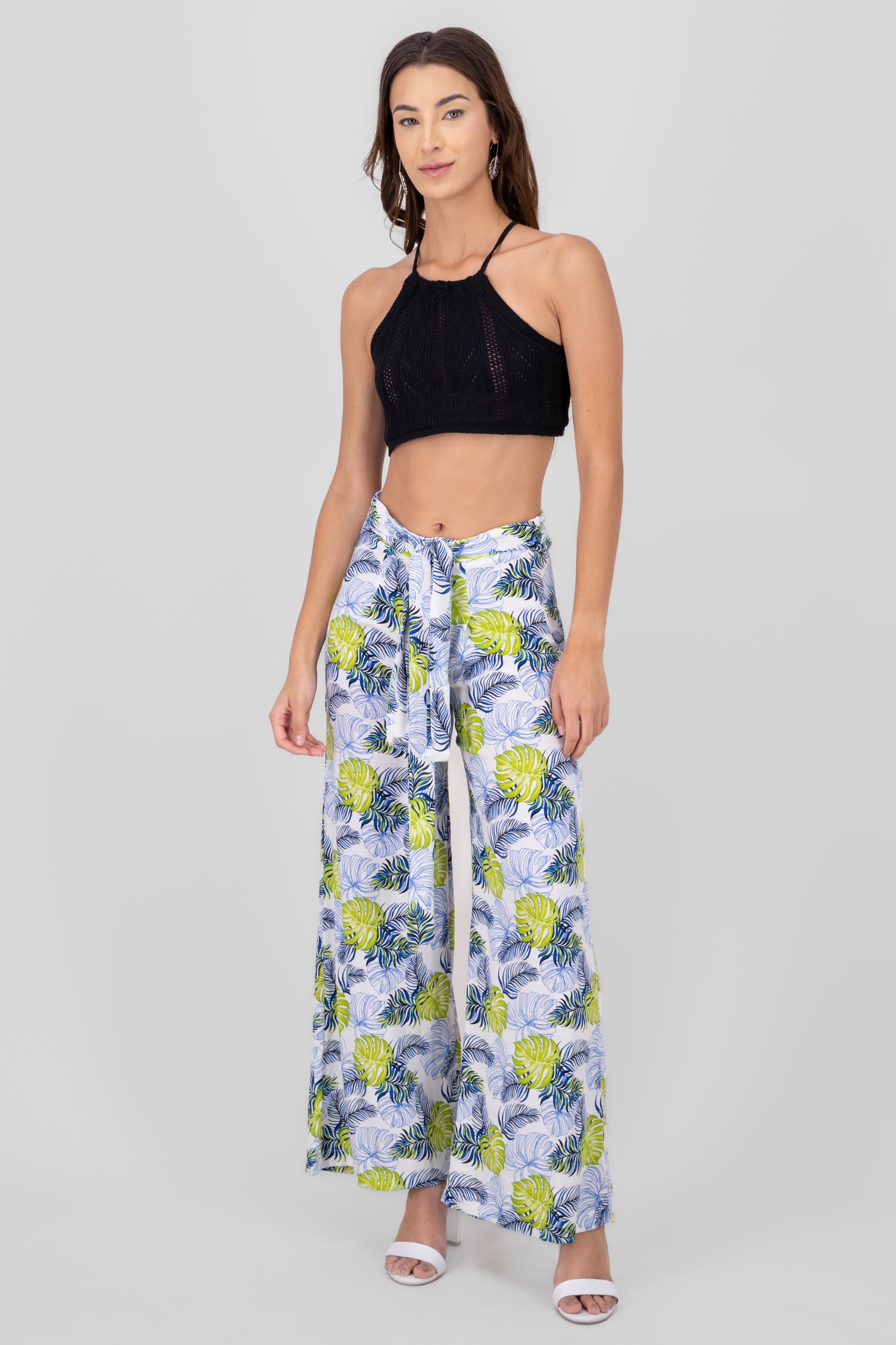 Pantalon recto tropical AZUL COMBO