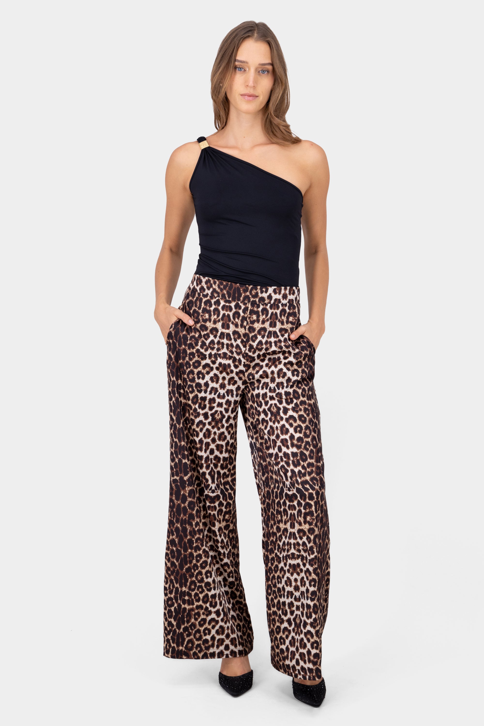 Pantalon animal print bolsas CAFE COMBO