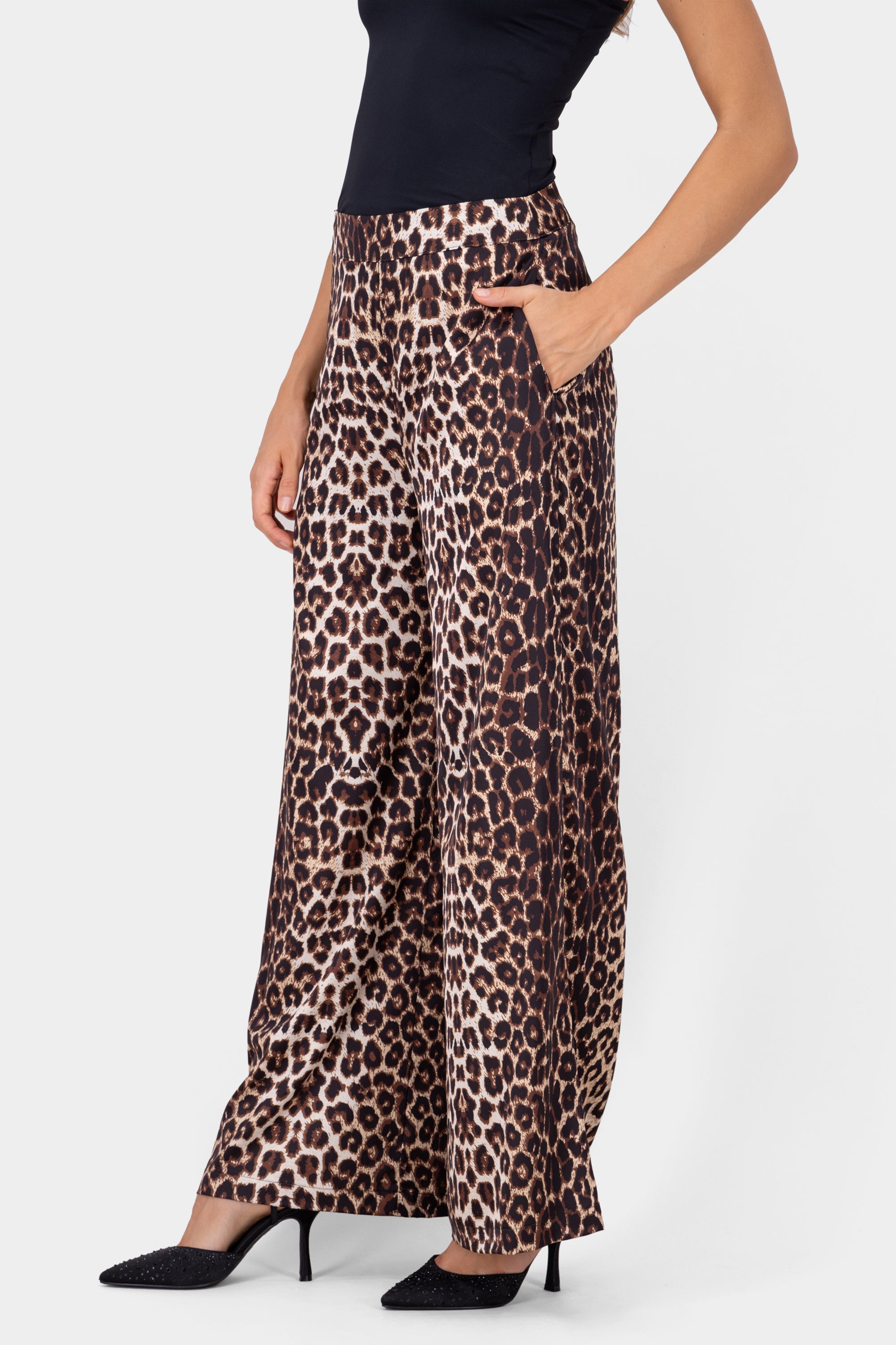 Pantalon animal print bolsas CAFE COMBO