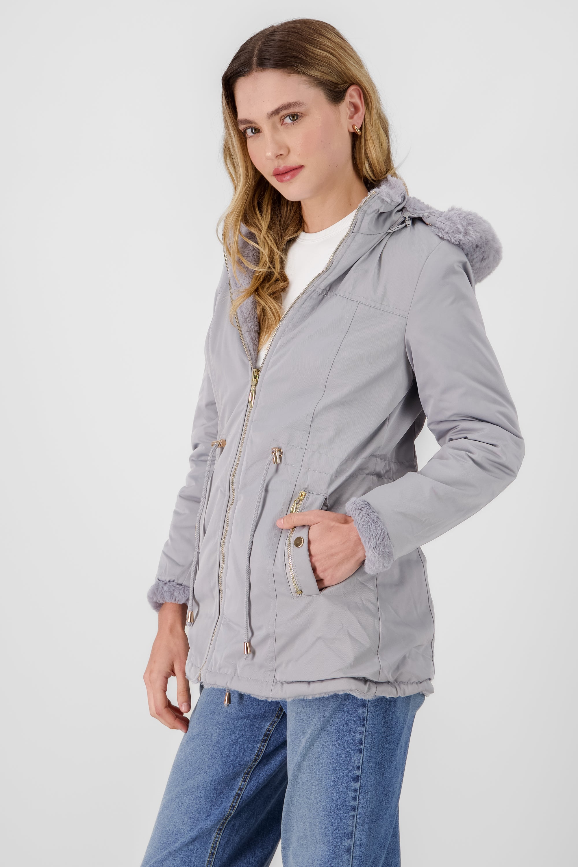 Gabardina gorro jareta GRIS