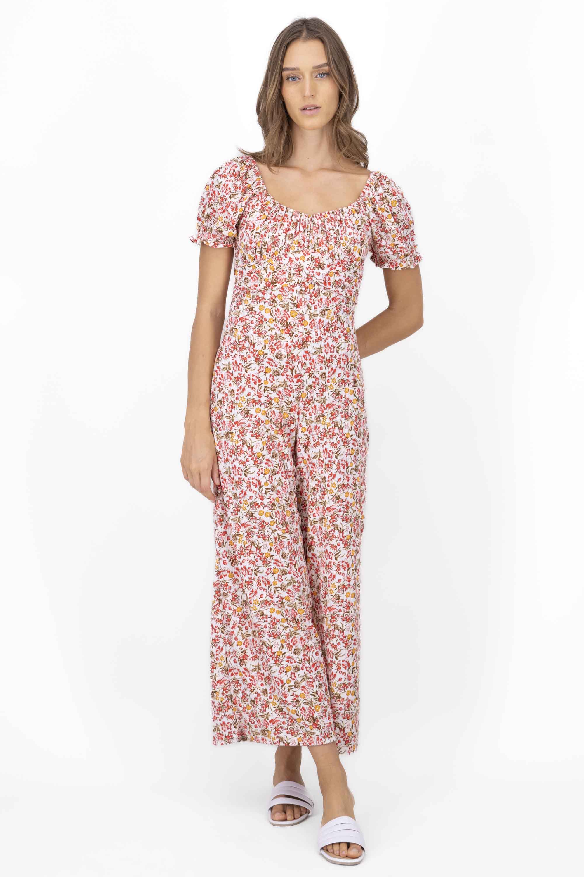 Jumpsuit estampado mini flores ROJO COMBO