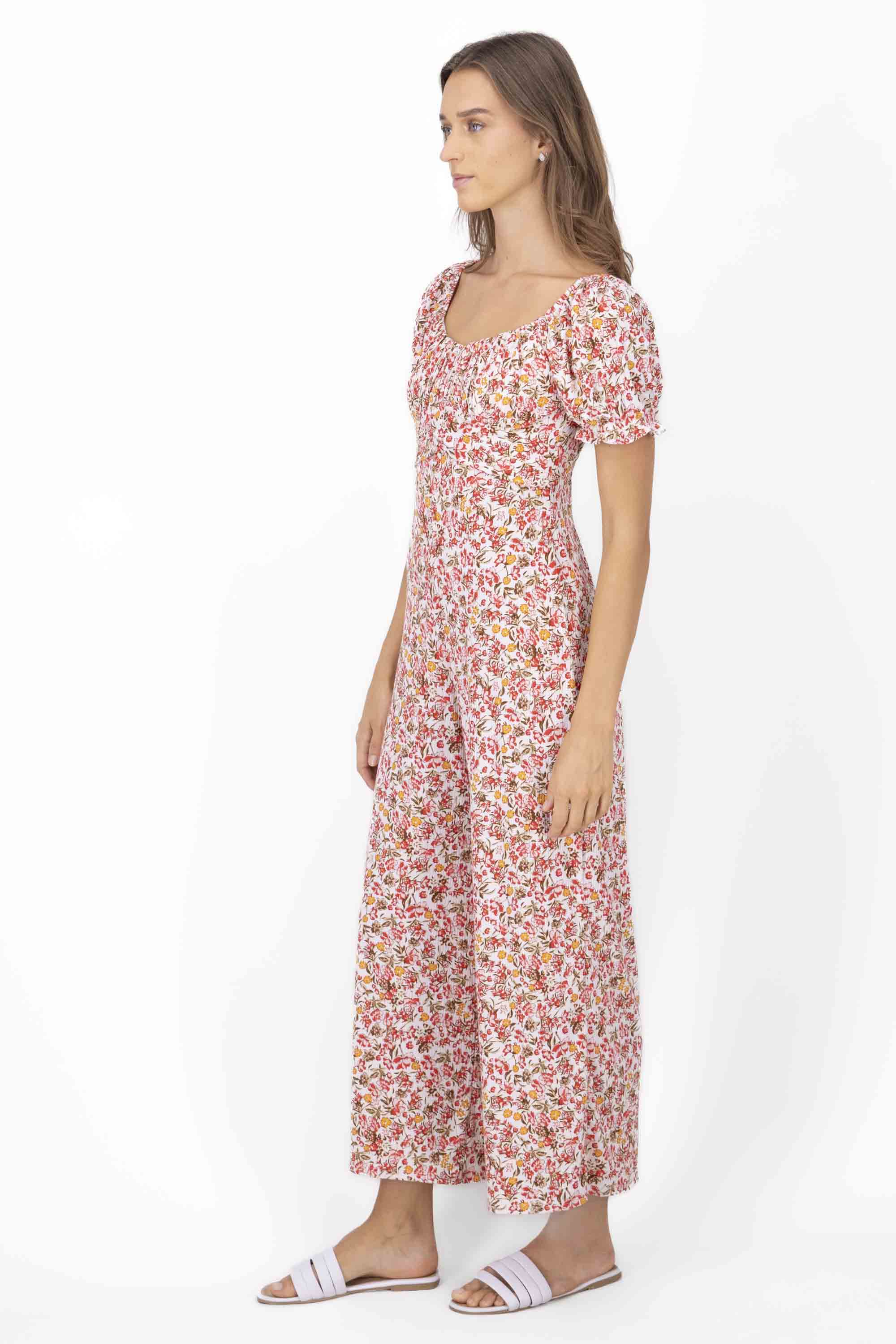 Jumpsuit estampado mini flores ROJO COMBO