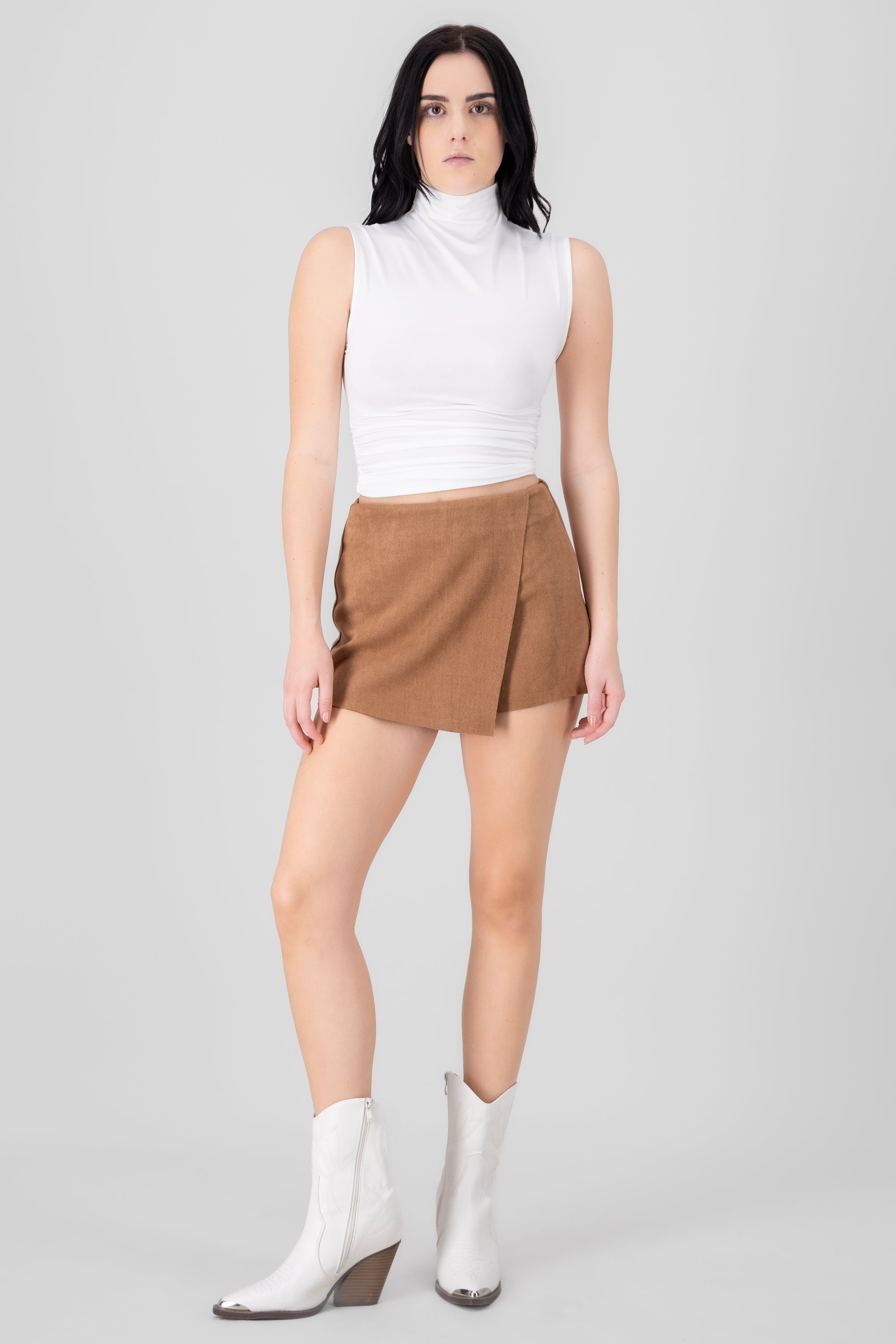 Mini falda suede lisa CAMELLO