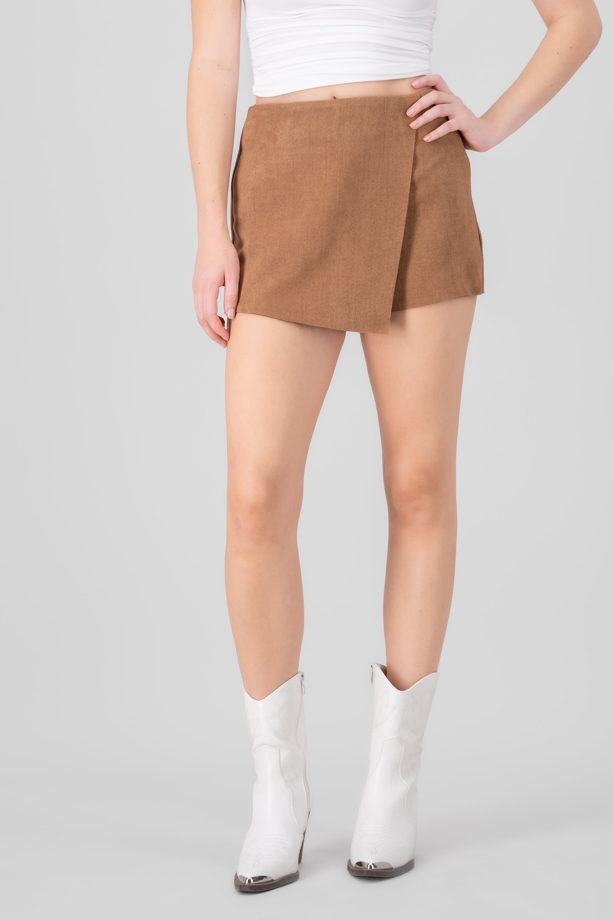 Mini falda suede lisa CAMELLO