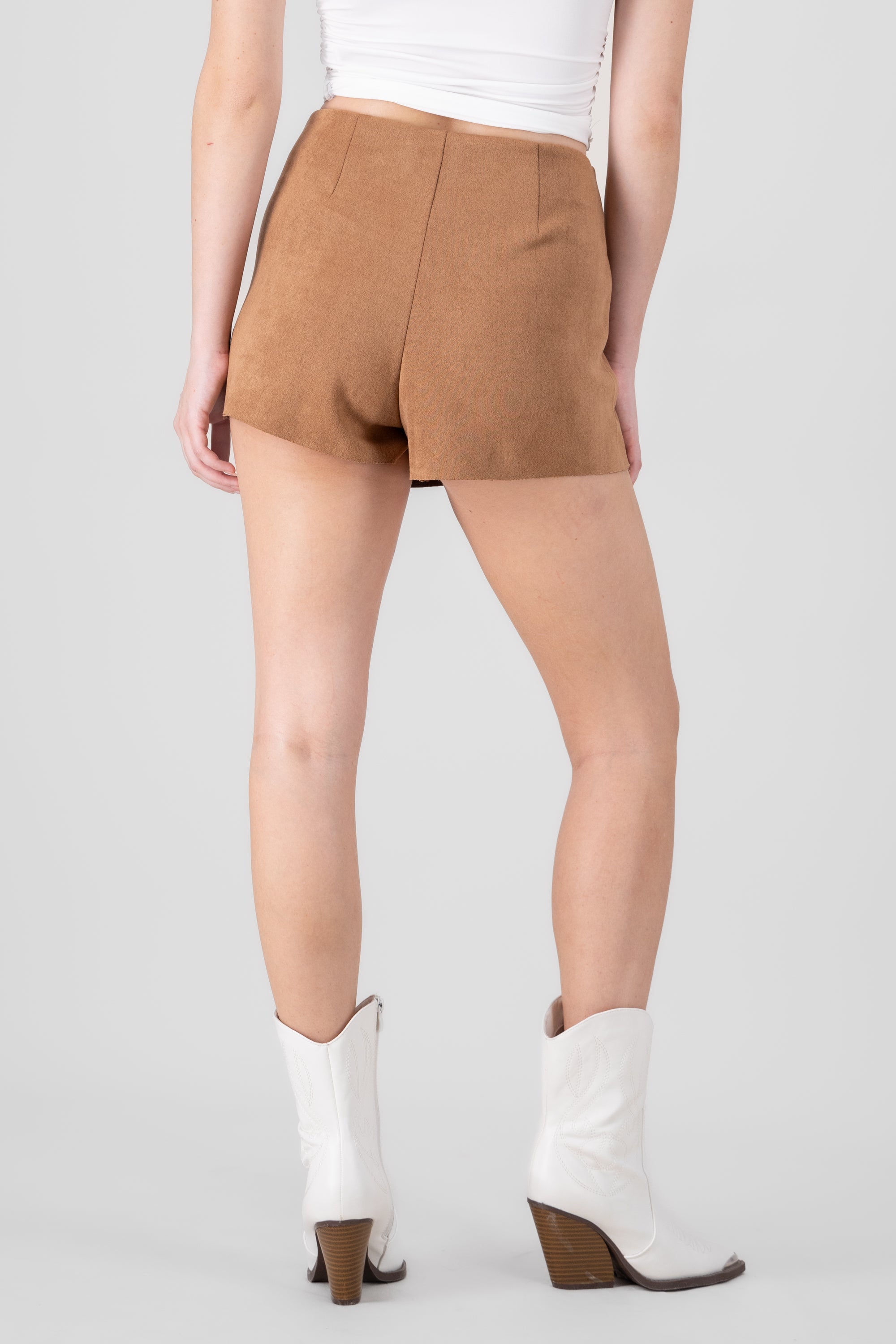 Mini falda suede lisa CAMELLO