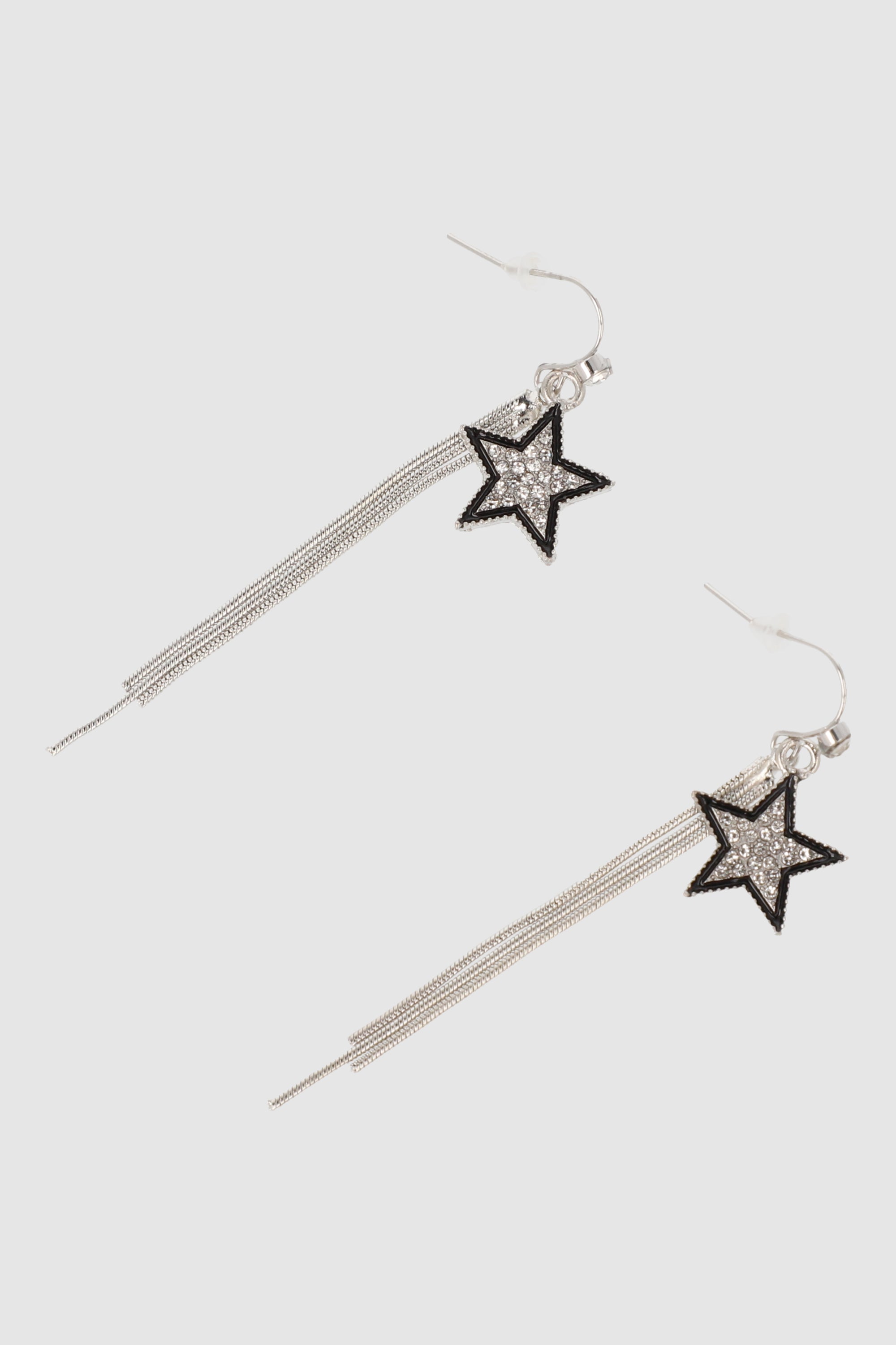 ARETES ESTRELLA CADENA PLATA