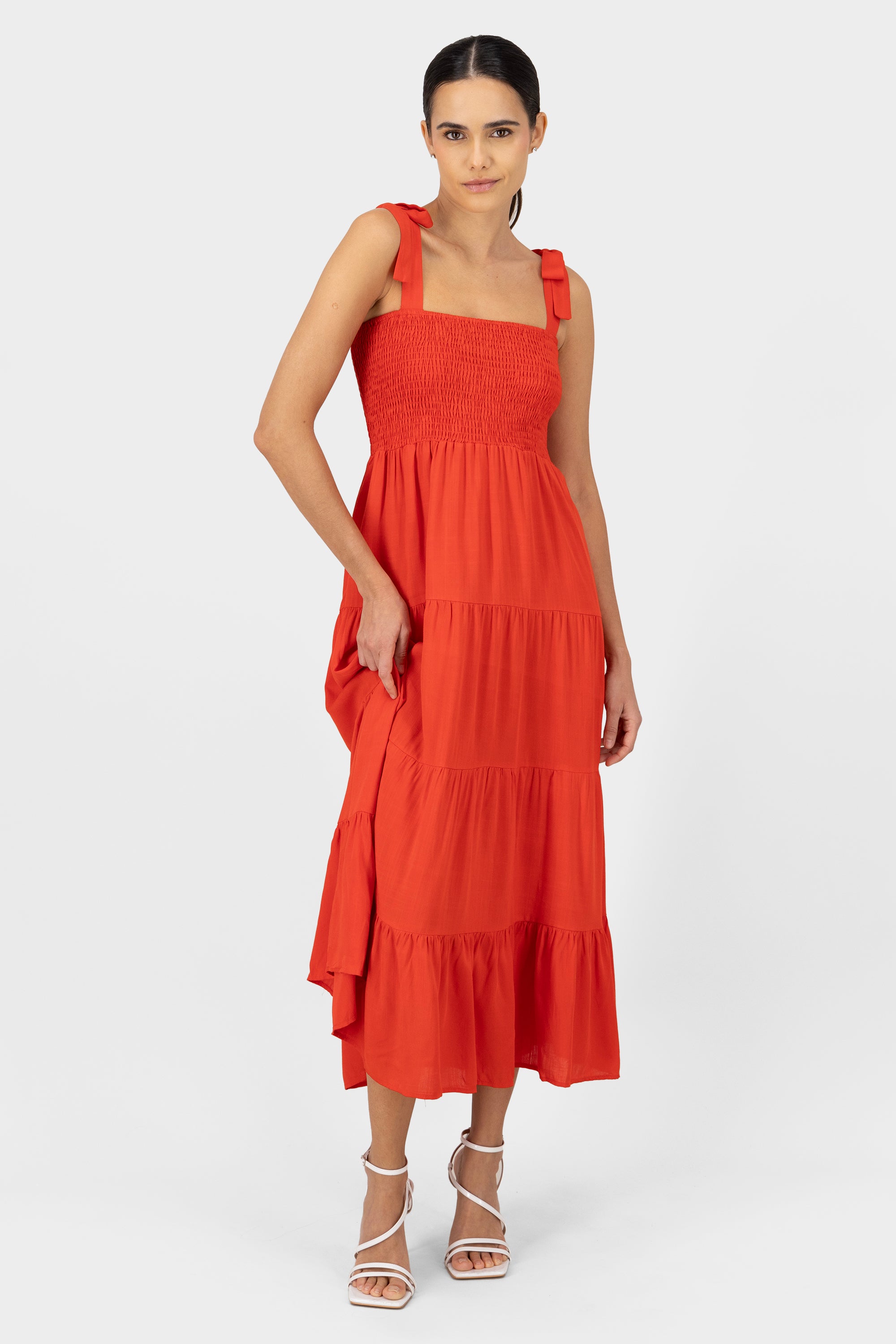 Maxi vestido liso ROJO