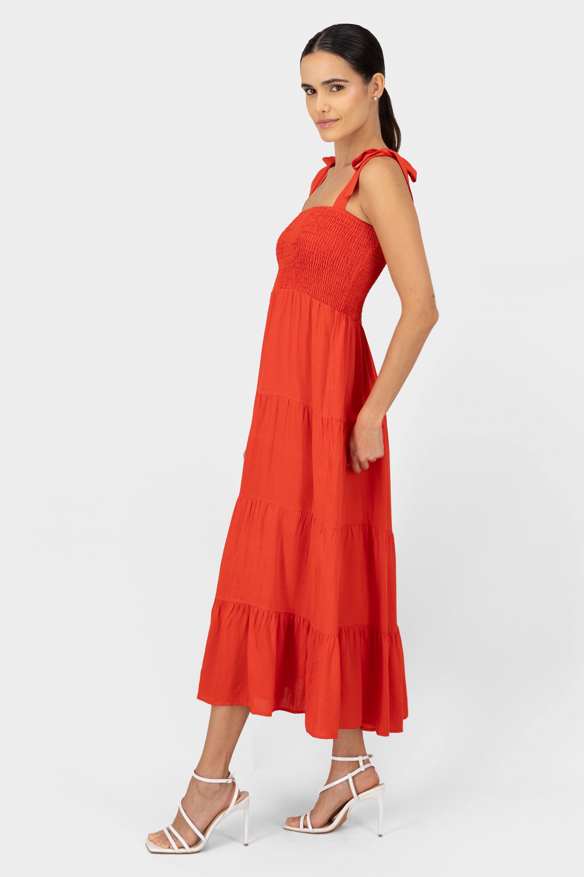 Maxi vestido liso ROJO