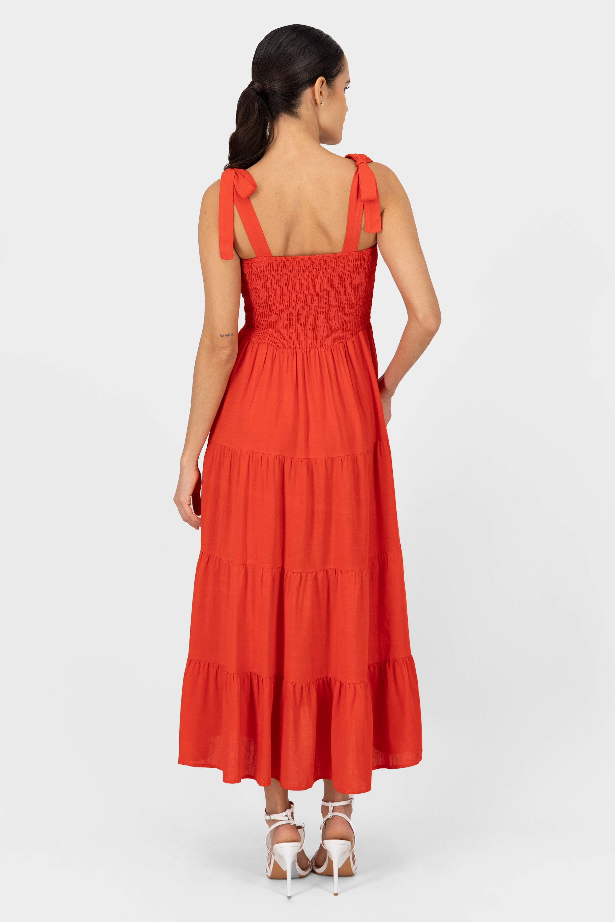 Maxi vestido liso ROJO