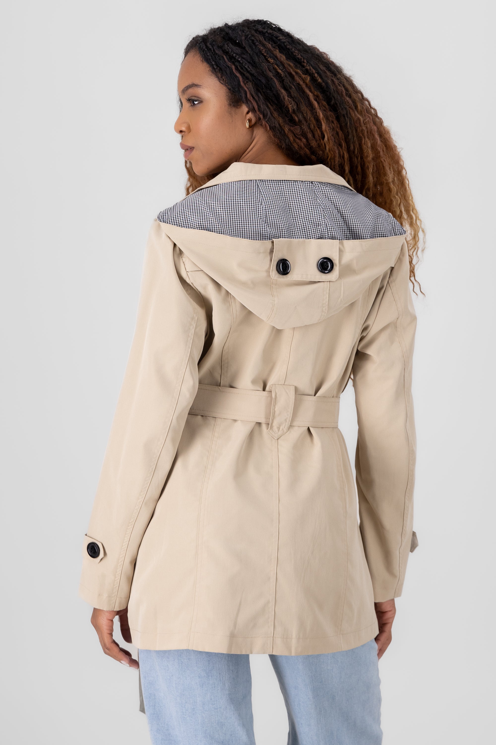 Gabardina cinturon gorro BEIGE