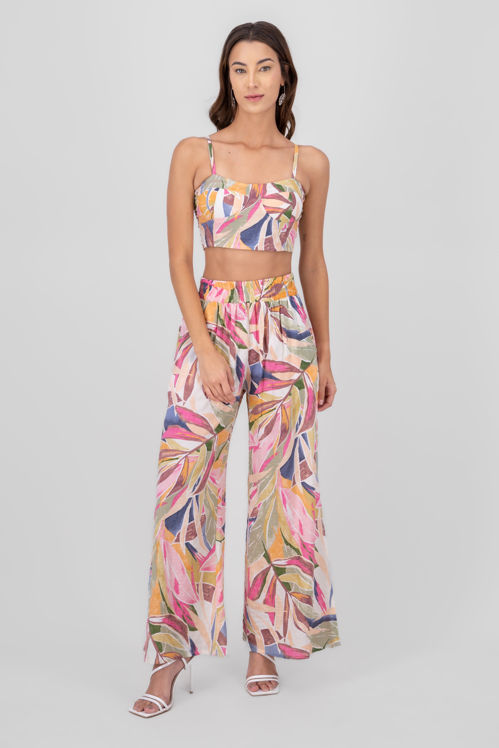 Light tropical print pants with HYP spring Rosa Combo