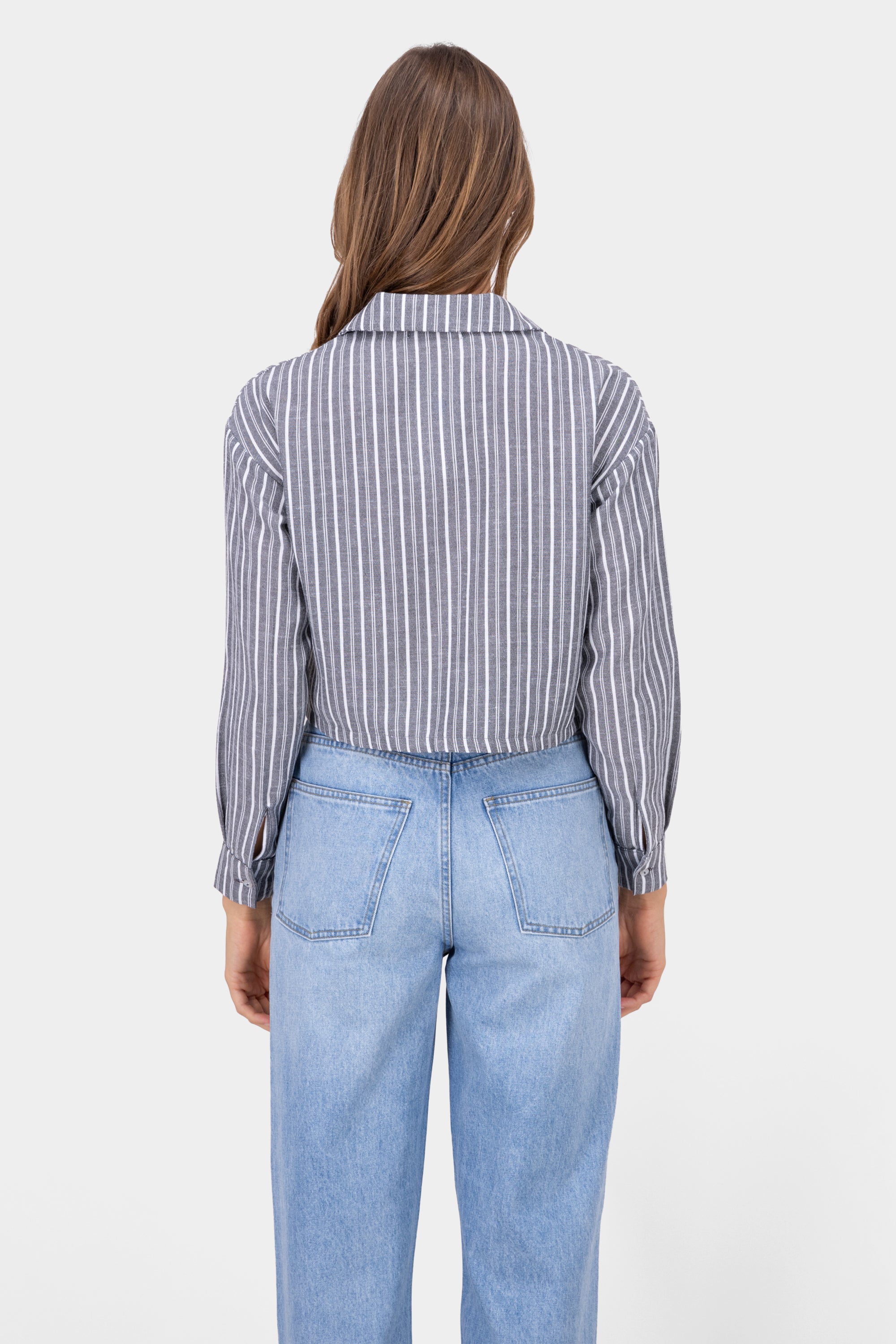 CROP SHIRT LINO RAYS Gray Combo