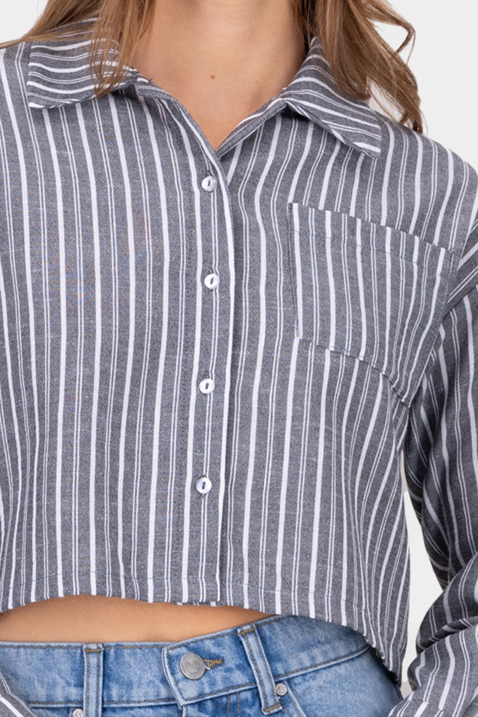 CROP SHIRT LINO RAYS Gray Combo