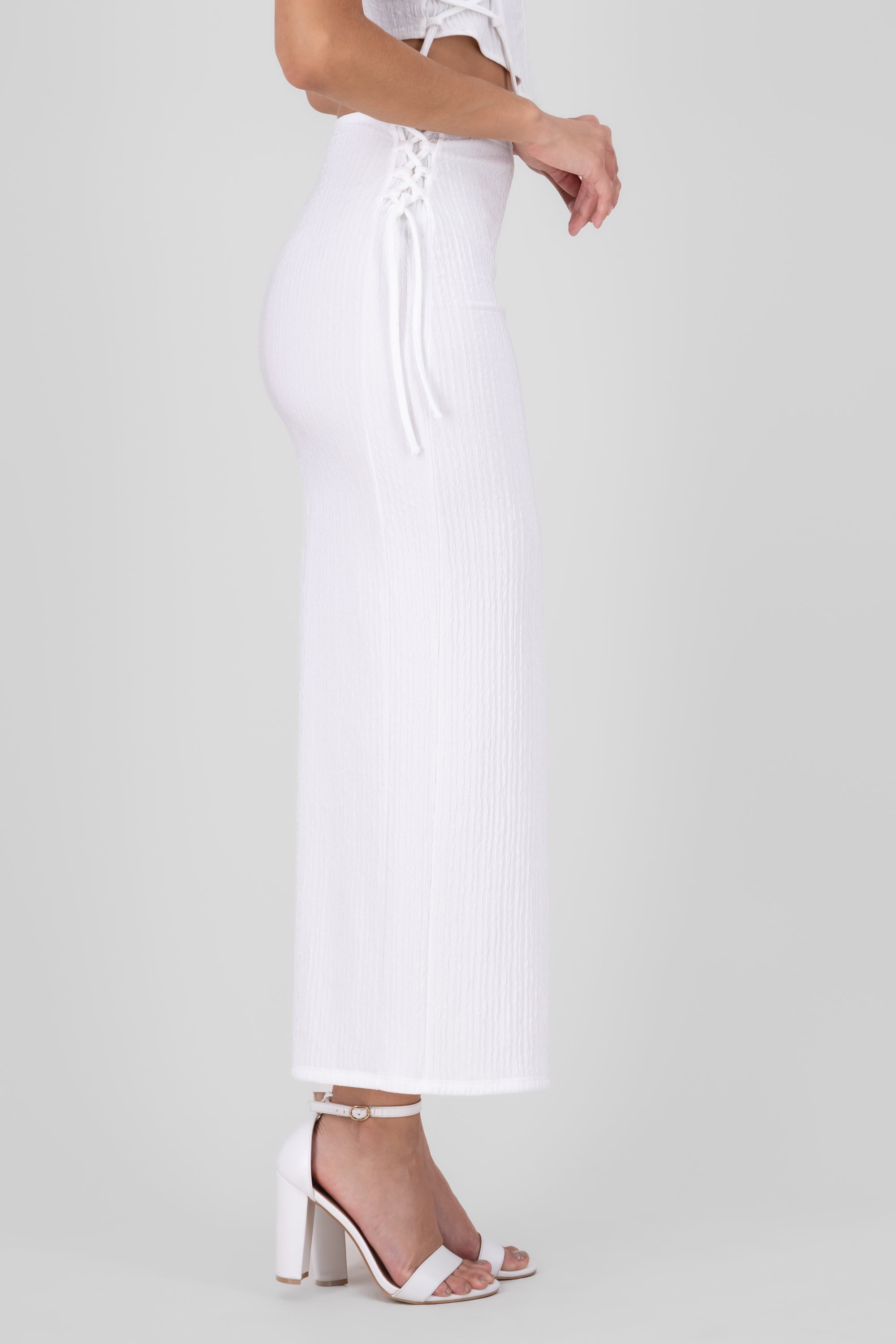 Midi texture skirt WHITE