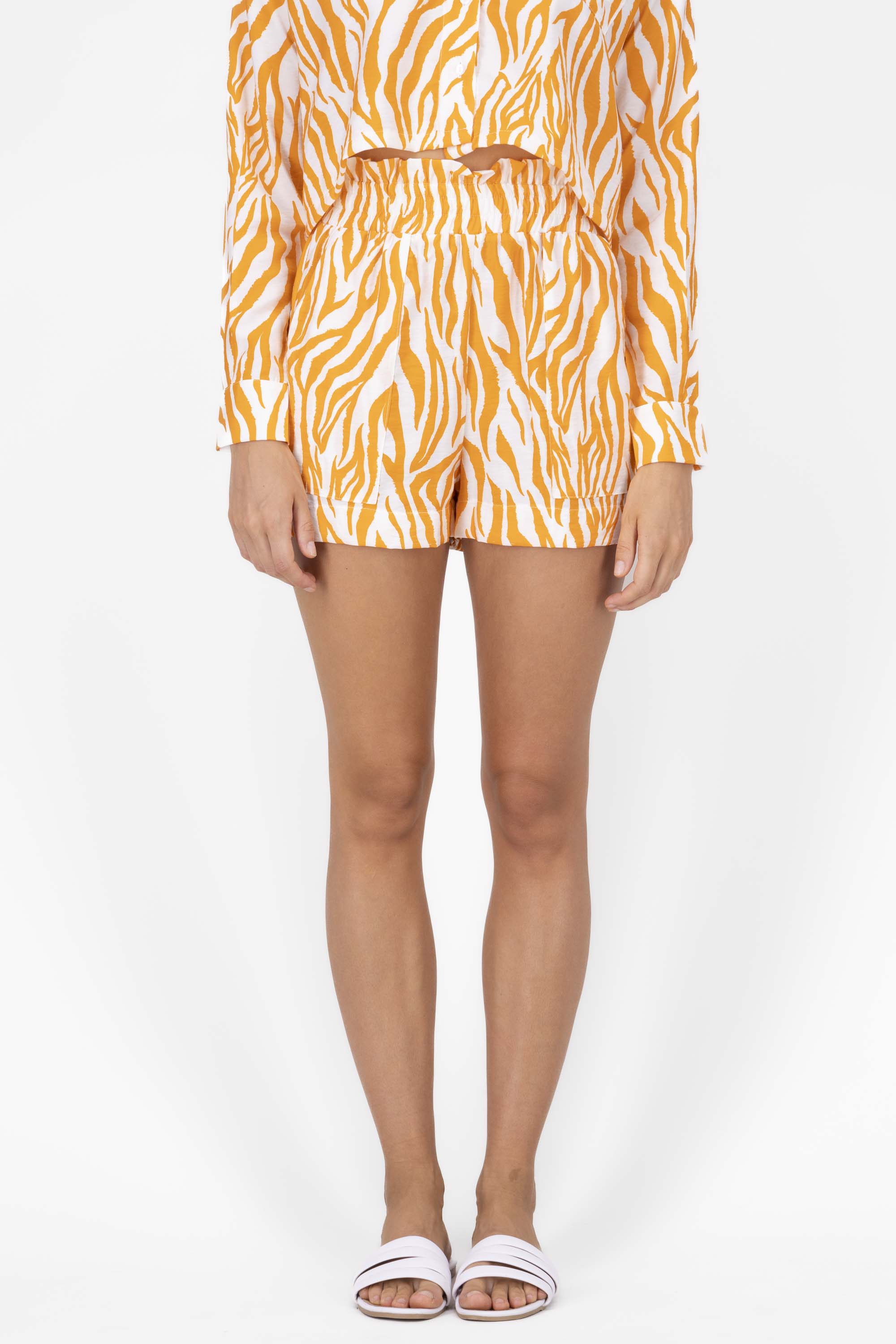 Short detalle resorte estampado NARANJA COMBO