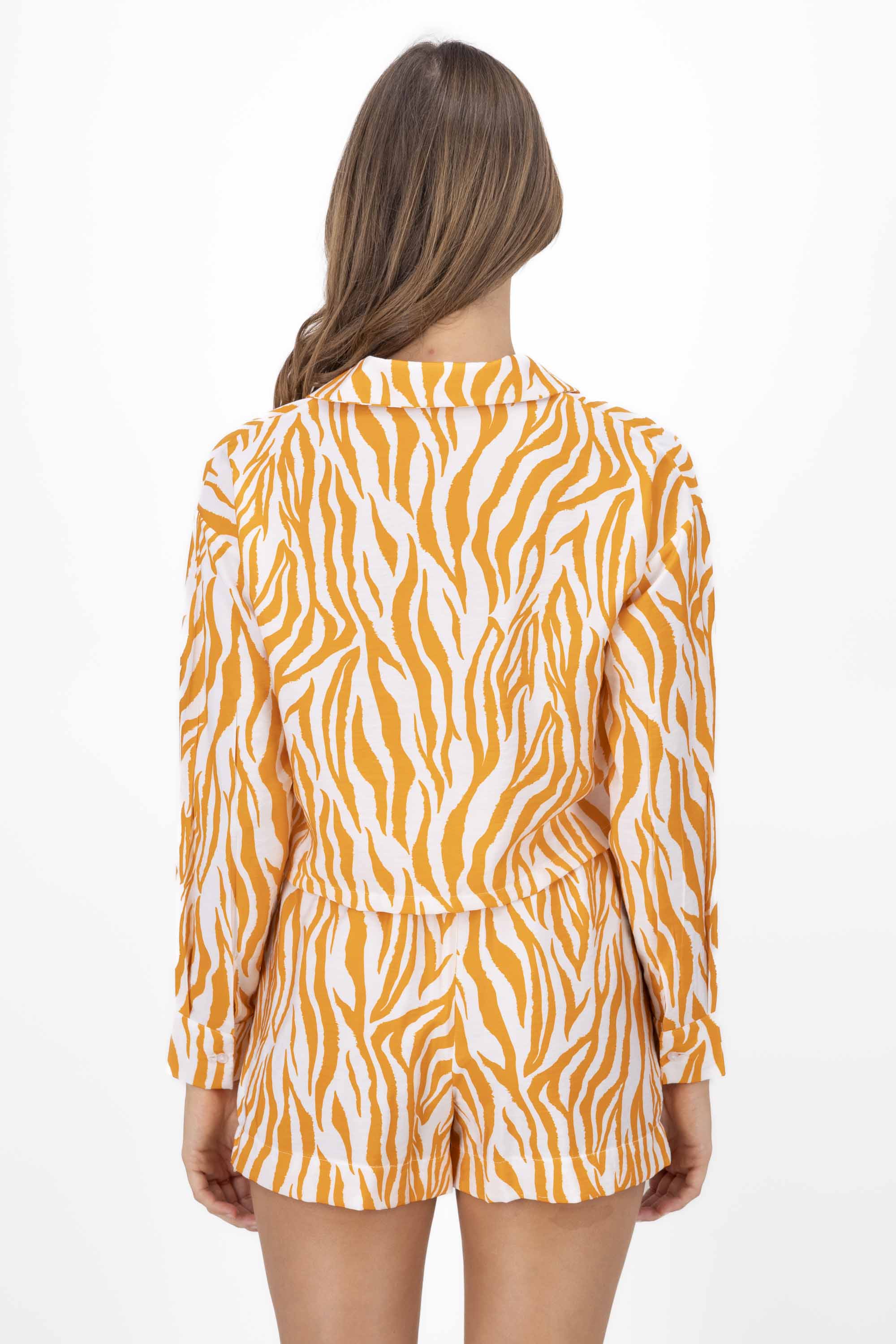 Camisa crop estampada NARANJA COMBO