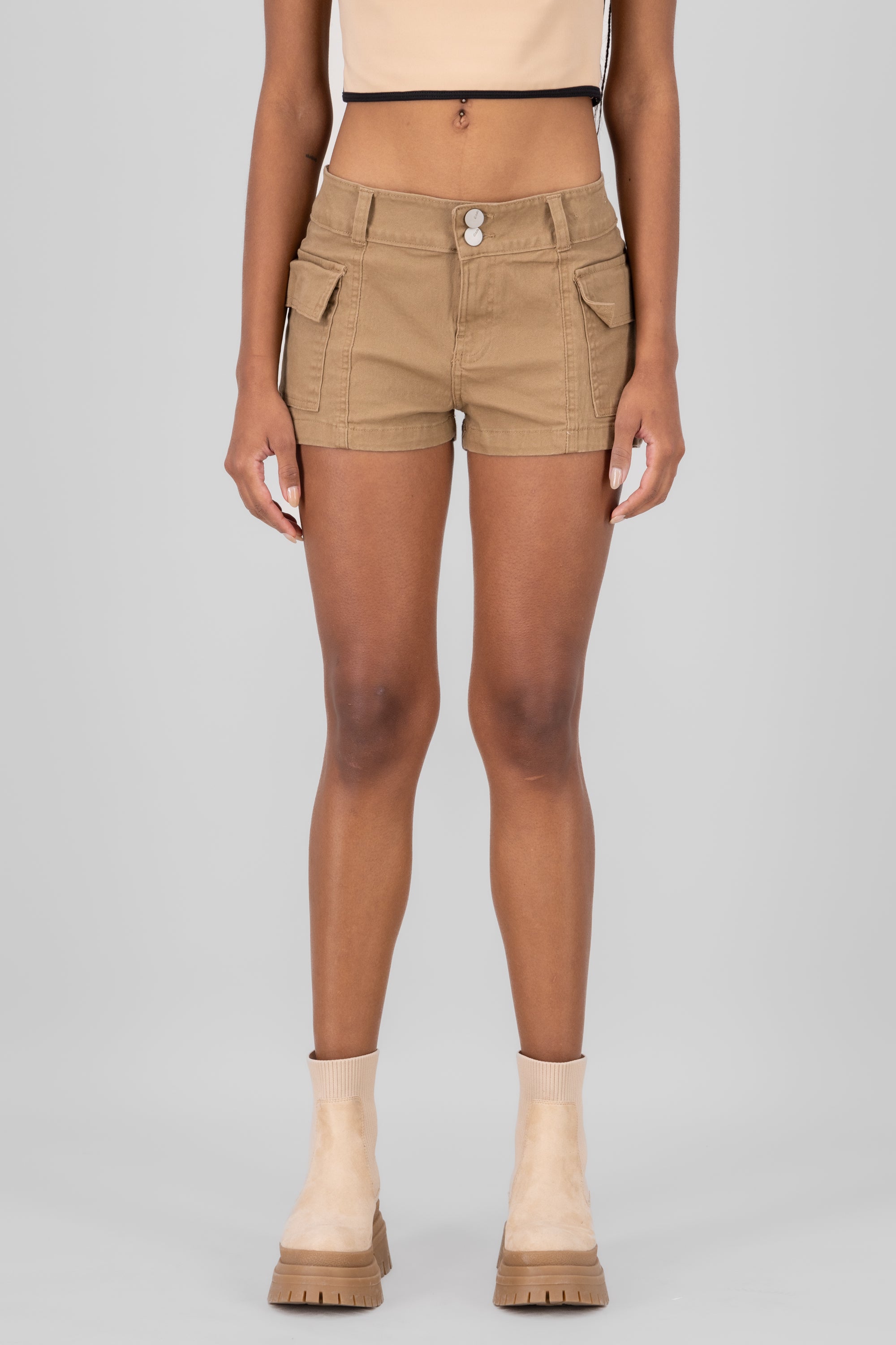 Mini short cargo con cortes KHAKI