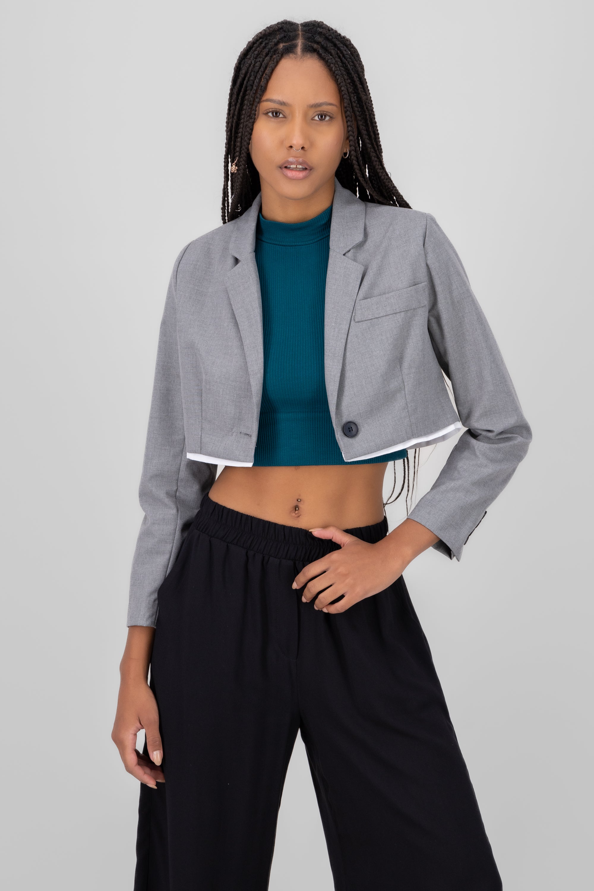 Saco sastre crop GRIS