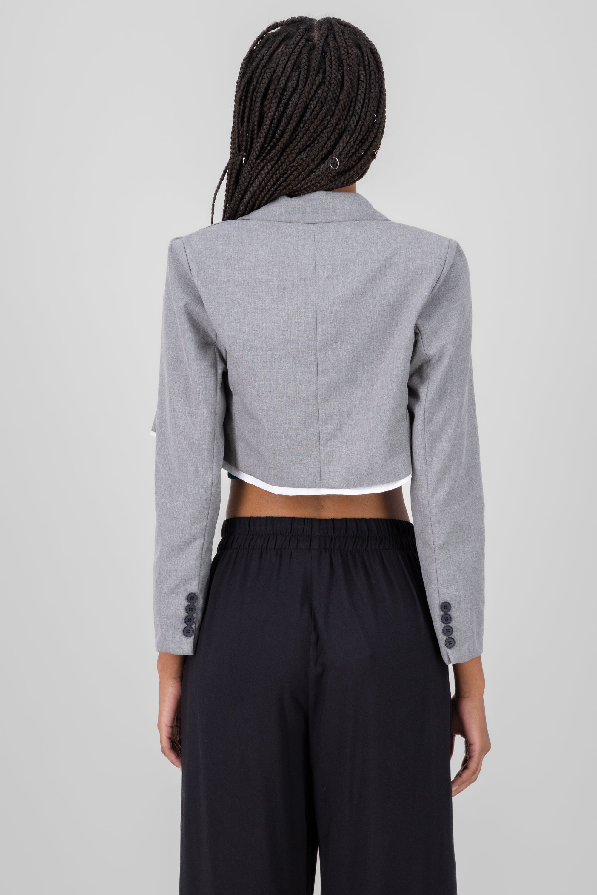 Saco sastre crop GRIS