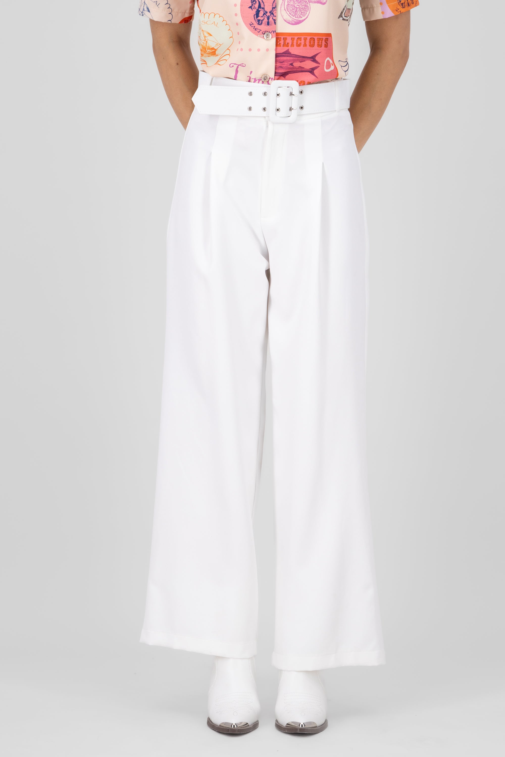 Pantalon sastre con cinturon Hypsters BLANCO