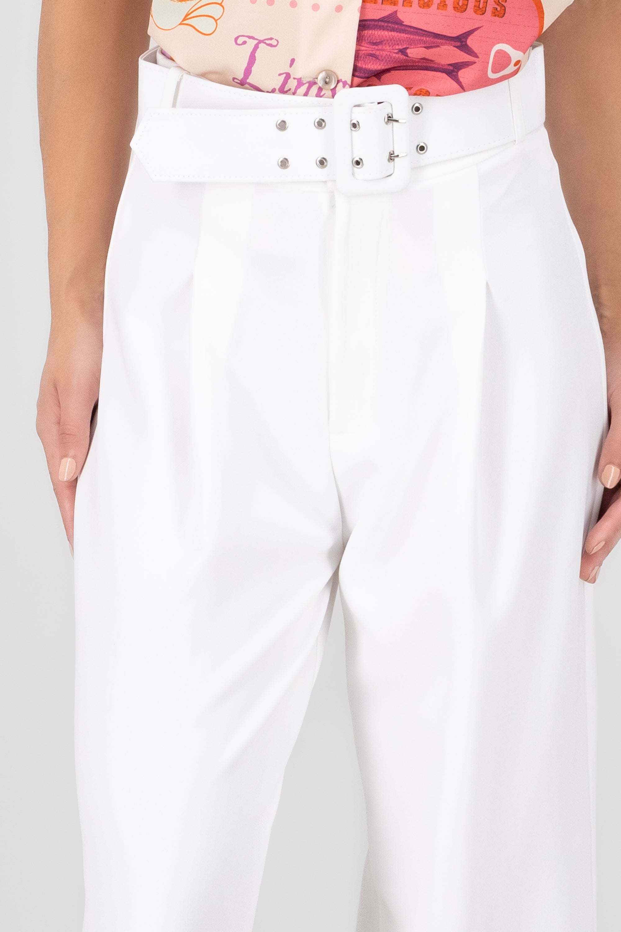 Pantalon sastre con cinturon Hypsters BLANCO