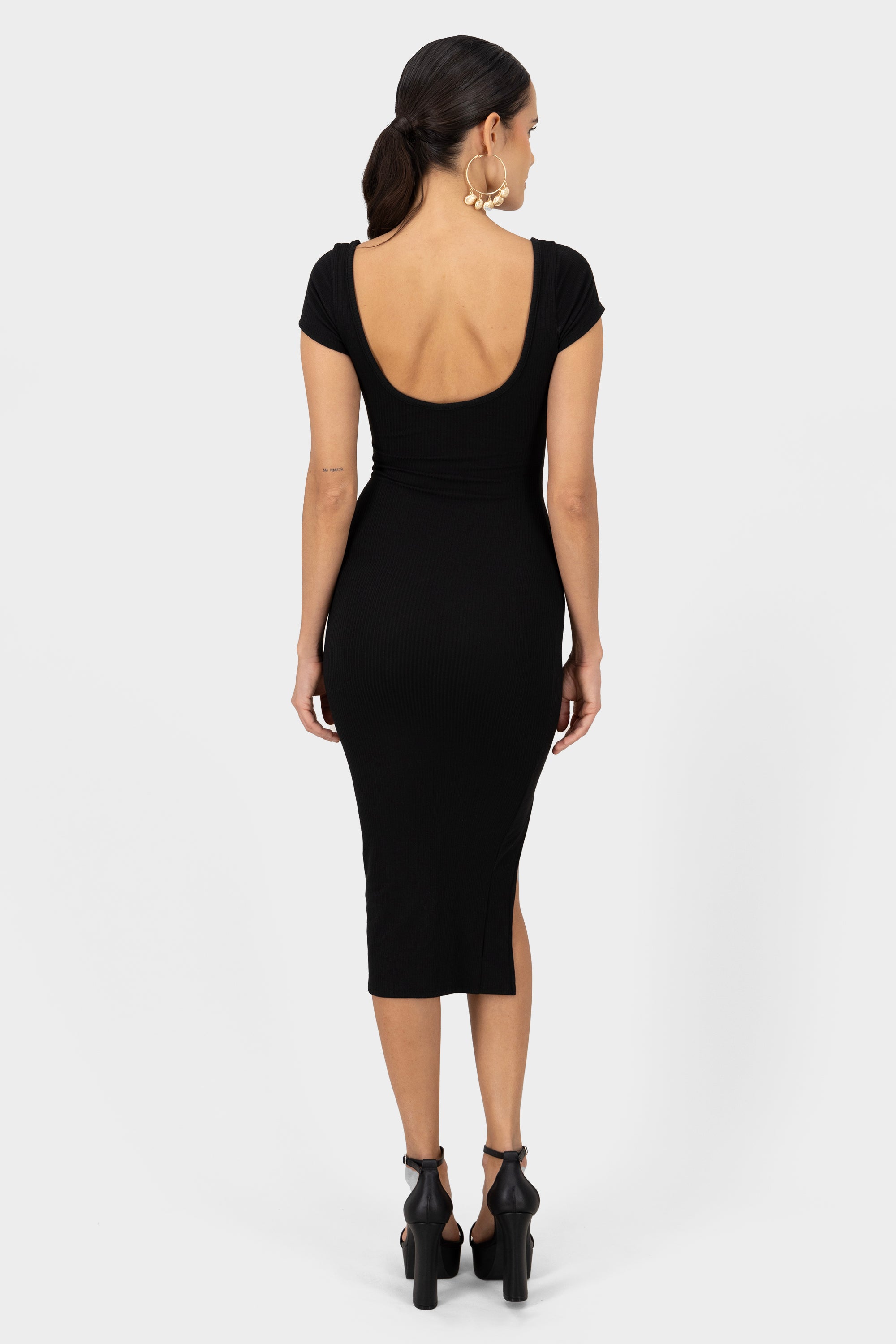 Vestido midi rib NEGRO
