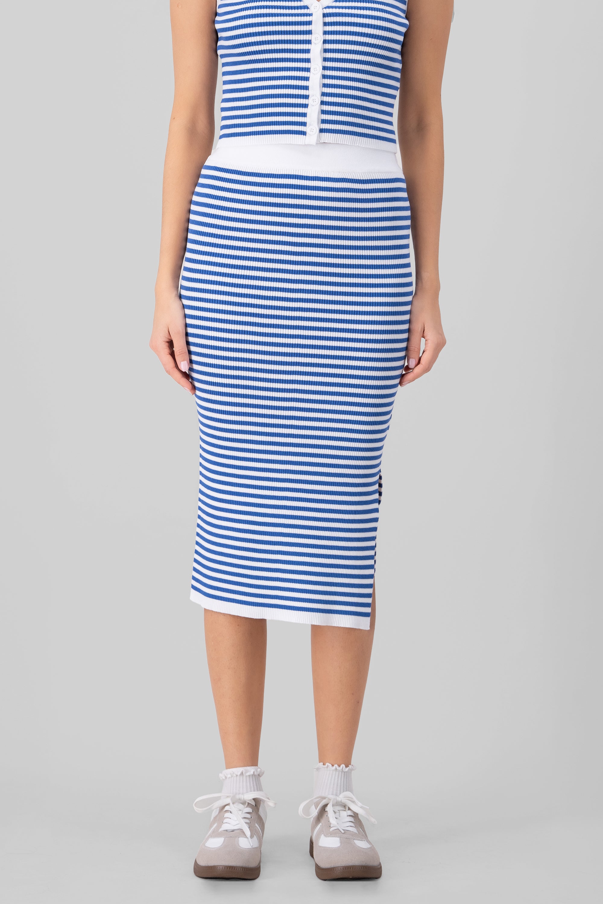 Midi skirt stripes fabric Combo blue