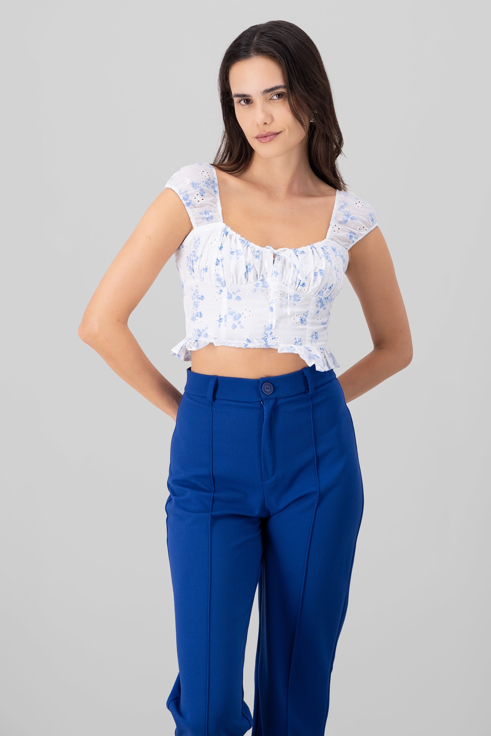 Top flores eyelead AZUL COMBO