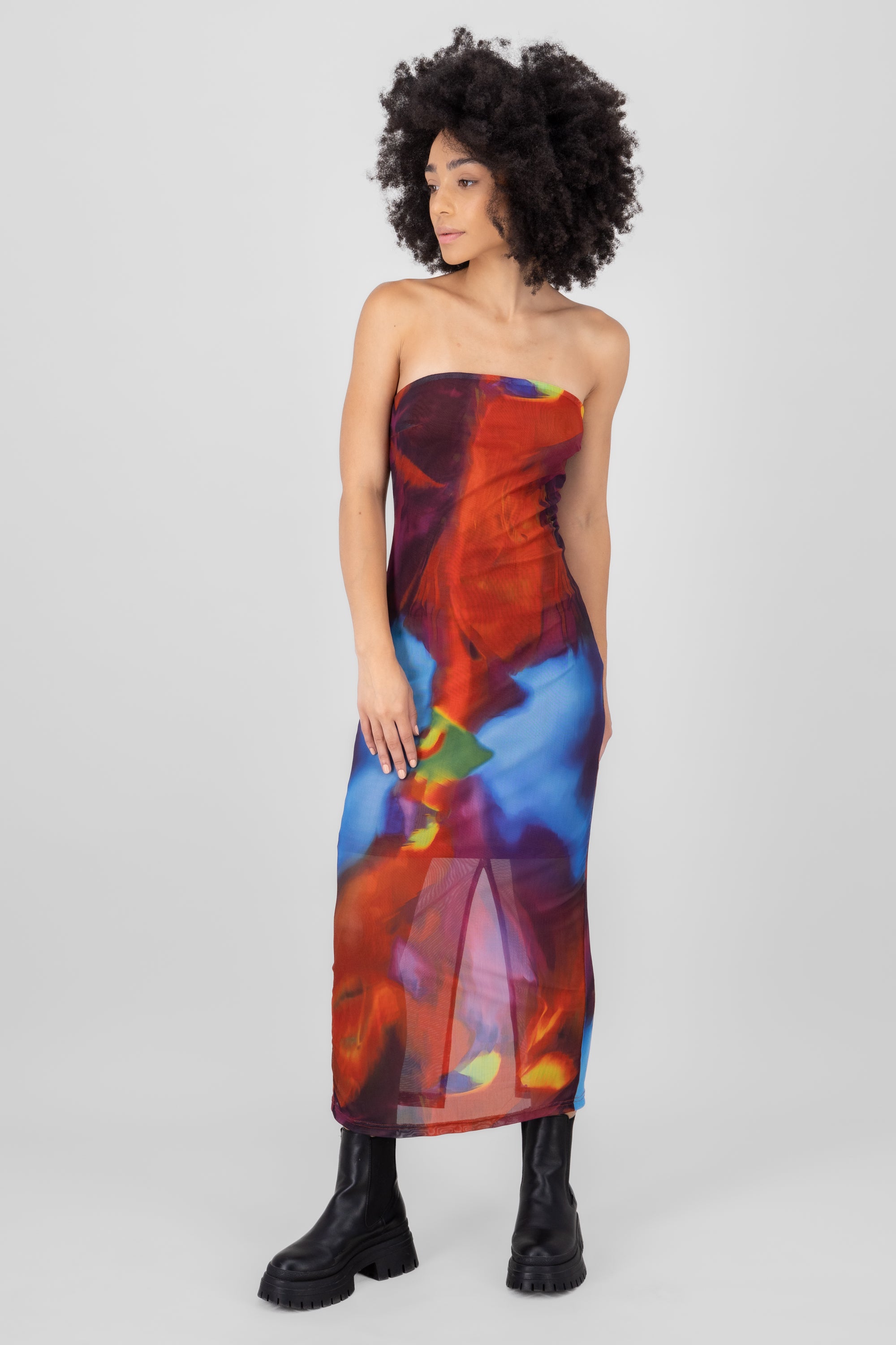 VESTIDO STRAPLESS DEGRADO MULTICOLOR