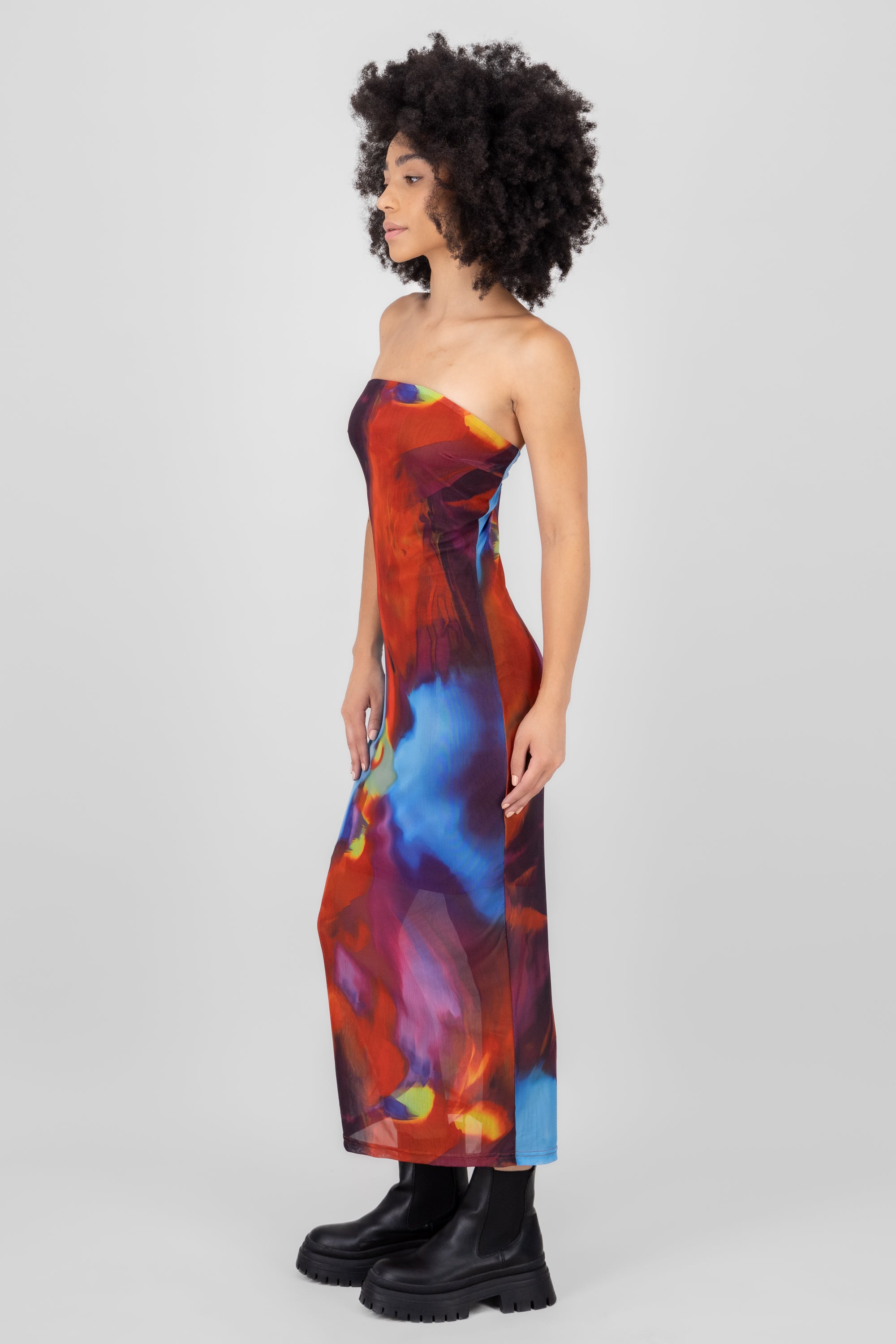 VESTIDO STRAPLESS DEGRADO MULTICOLOR