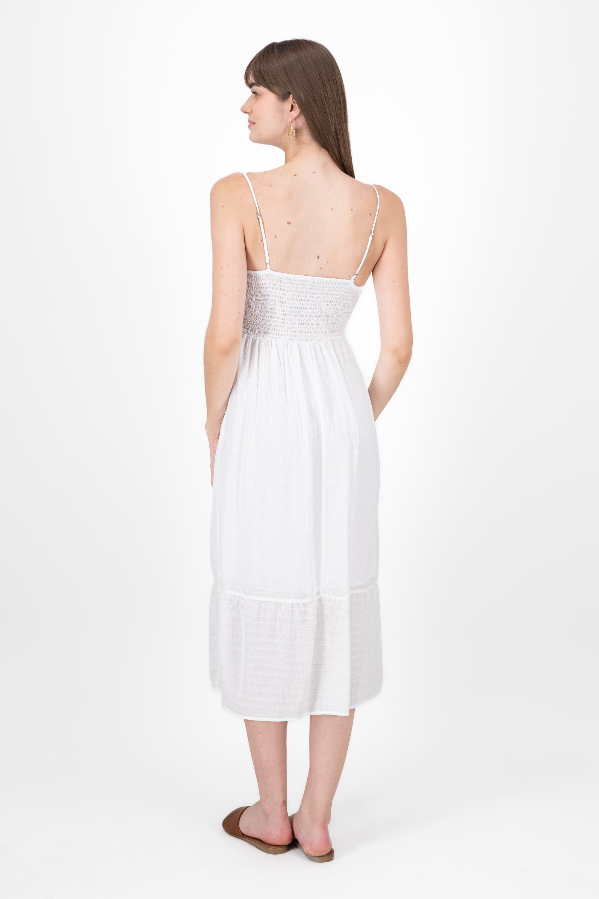 Midi dress with neckline opening WHITE