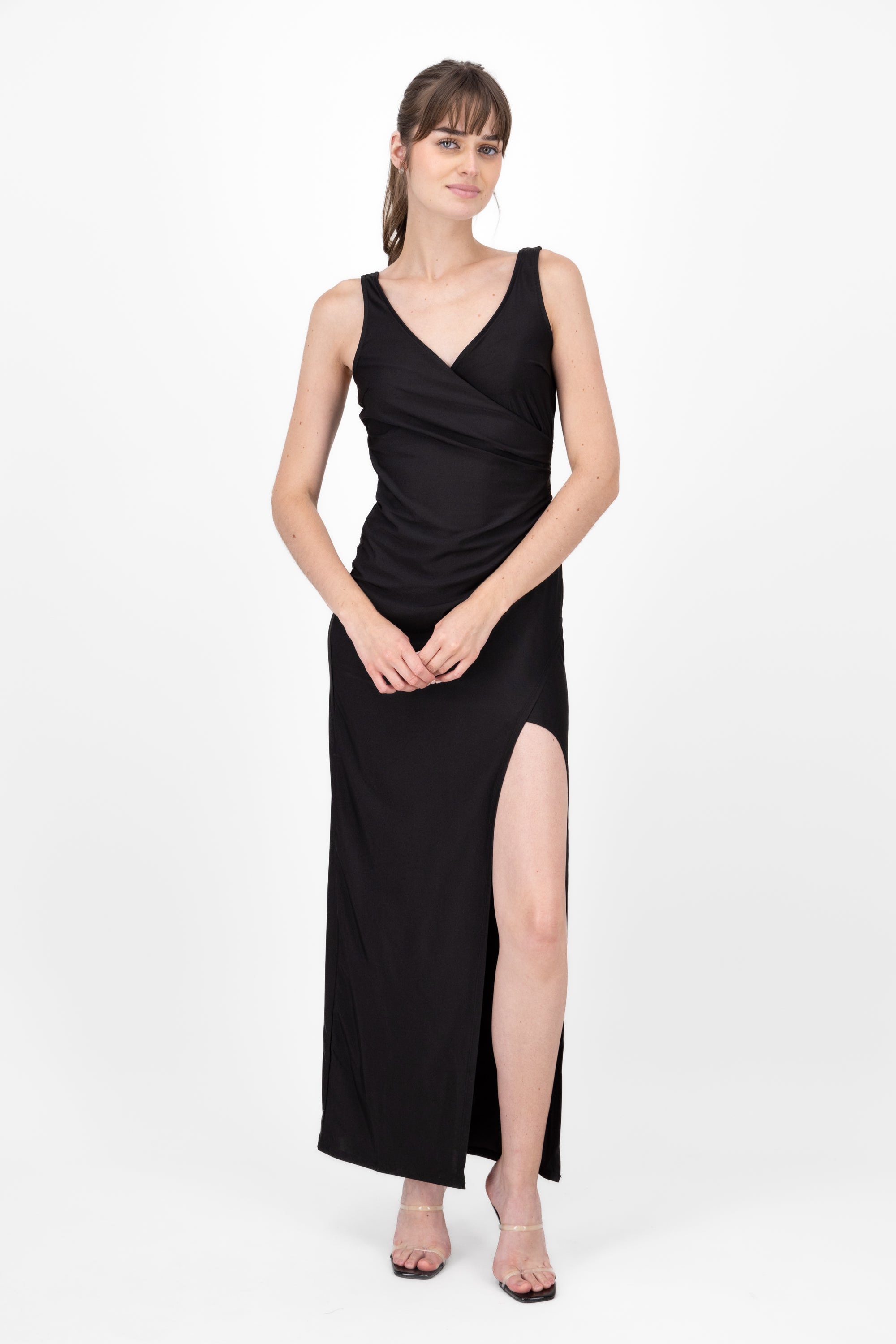 Maxi Drapeado Maxi Dress BLACK