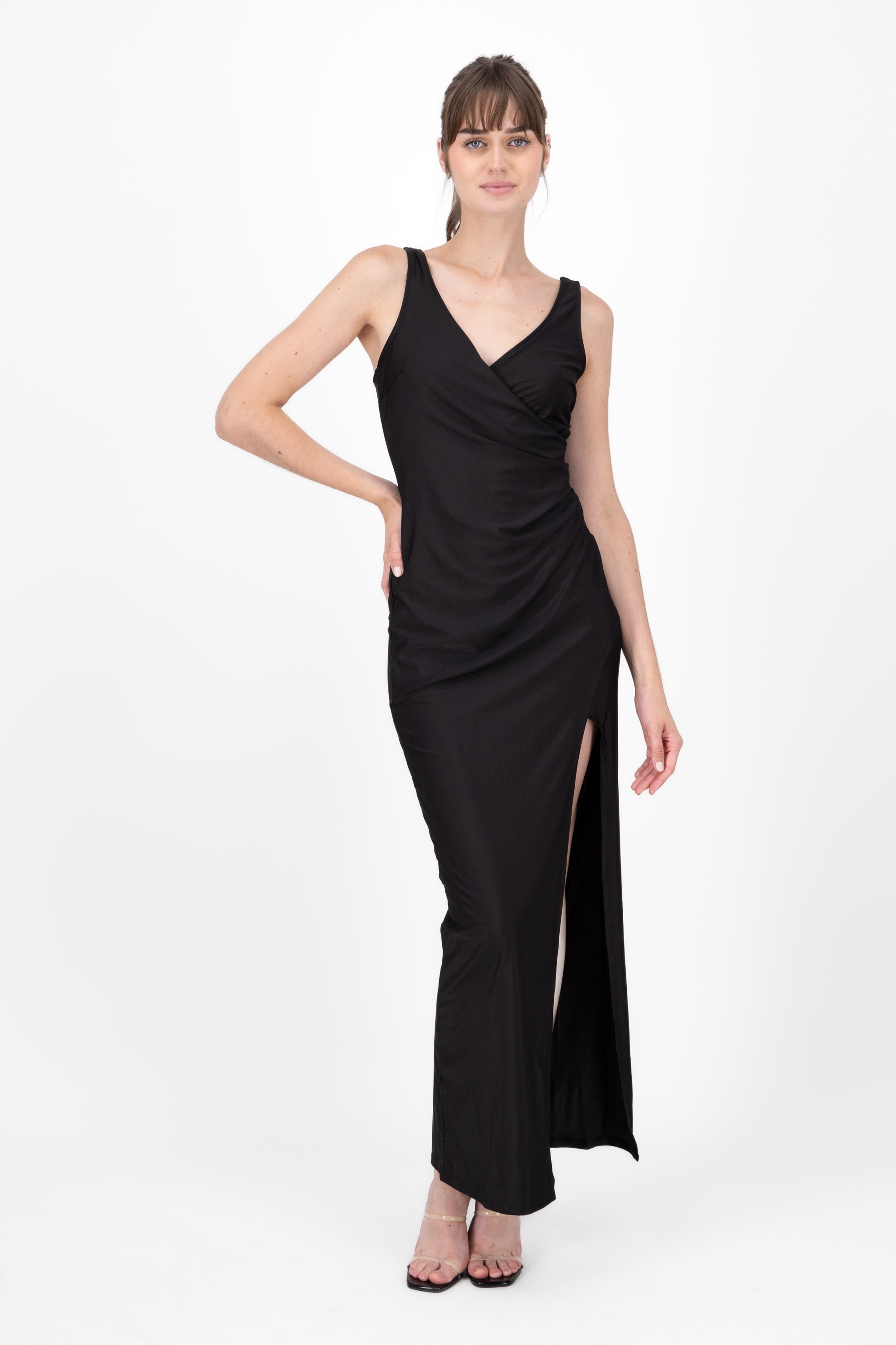 Maxi Drapeado Maxi Dress BLACK