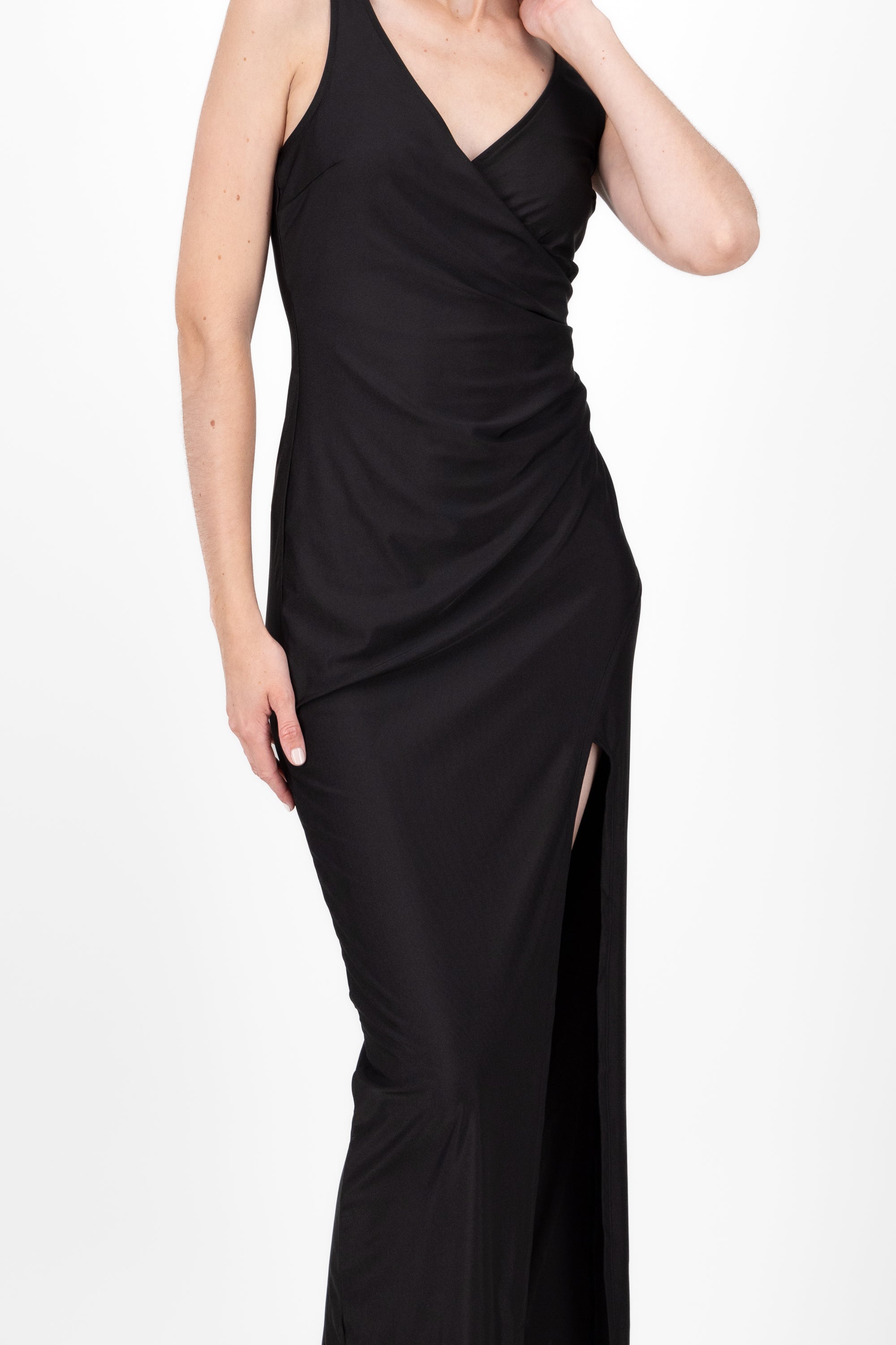 Maxi Drapeado Maxi Dress BLACK