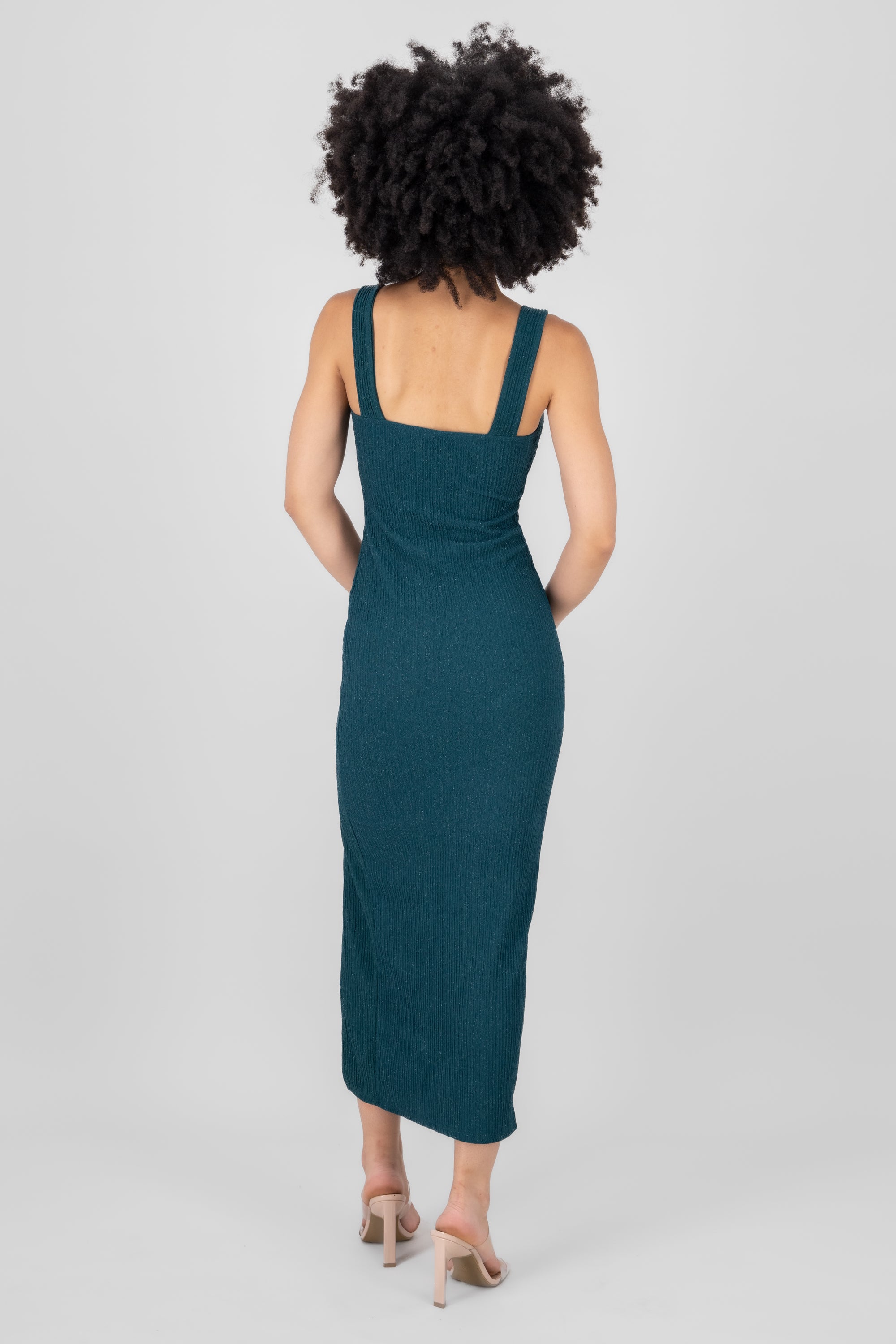 Vestido midi lurex VERDE CAZADOR