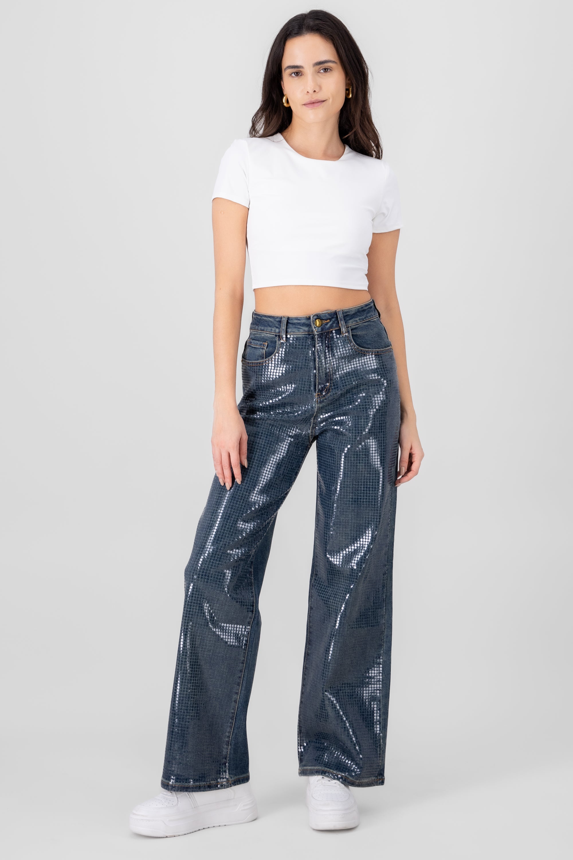 Jeans lentejuela transparente MEDIUM WASH