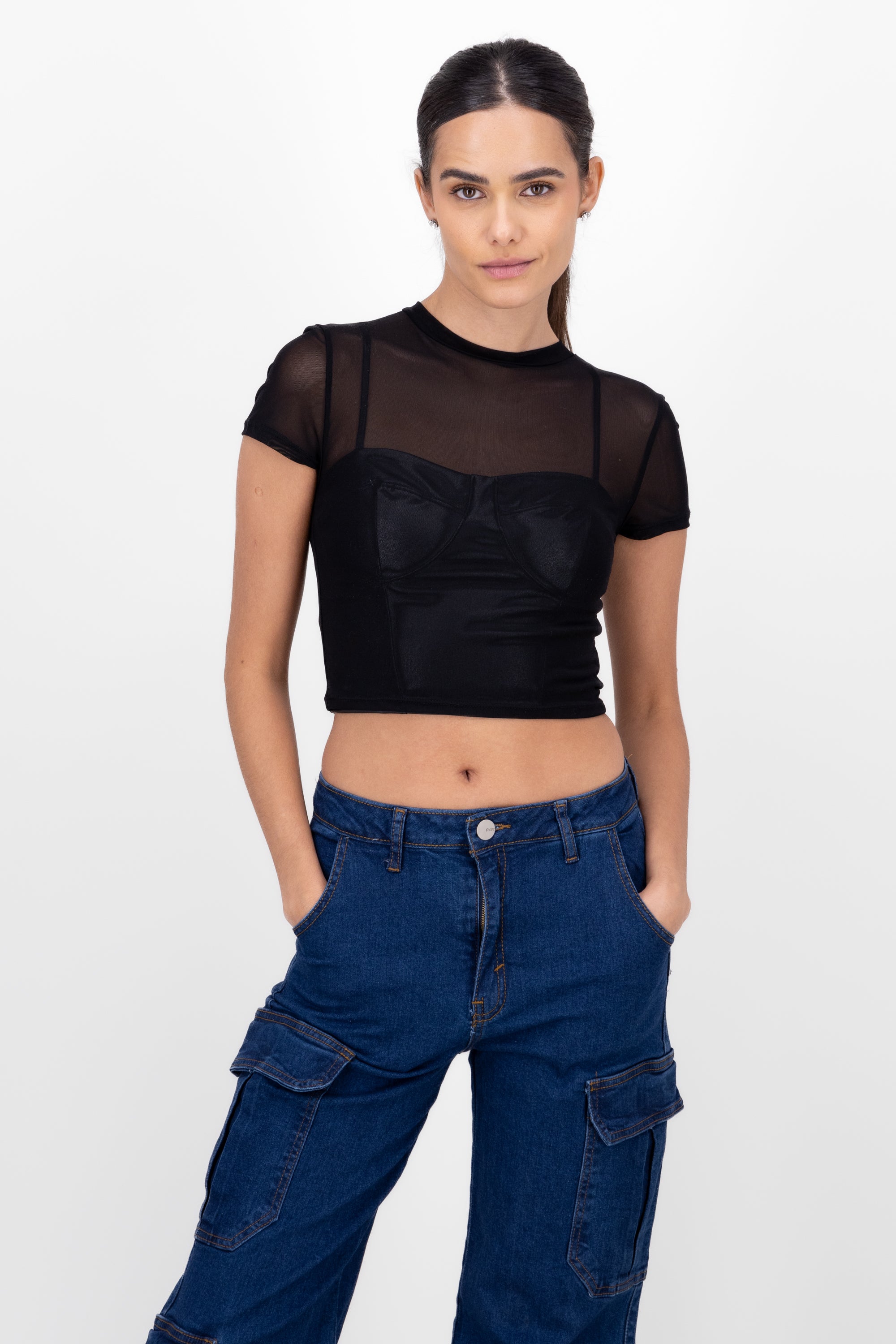 Top Short Manga Mesh BLACK