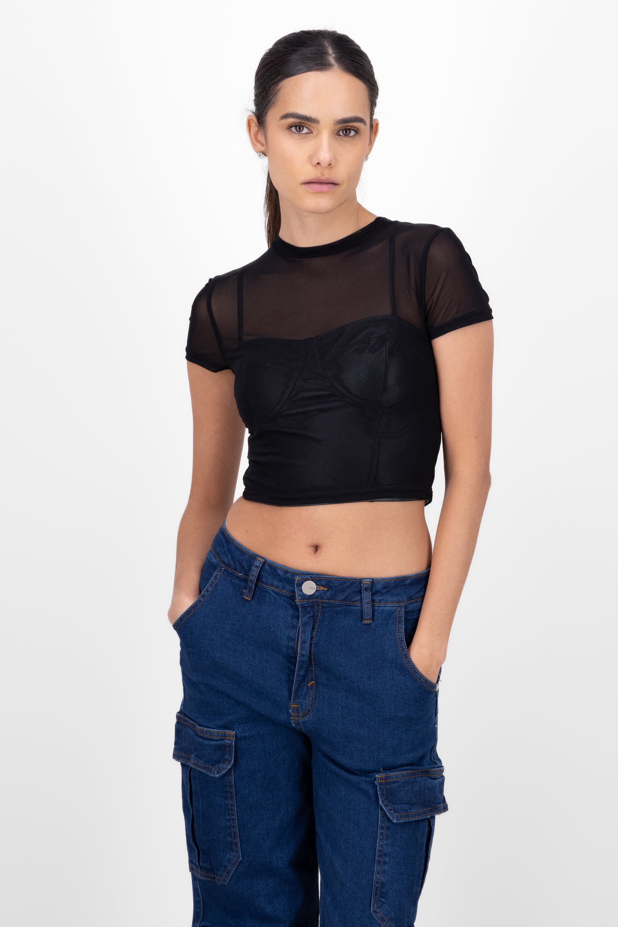 Top Short Manga Mesh BLACK
