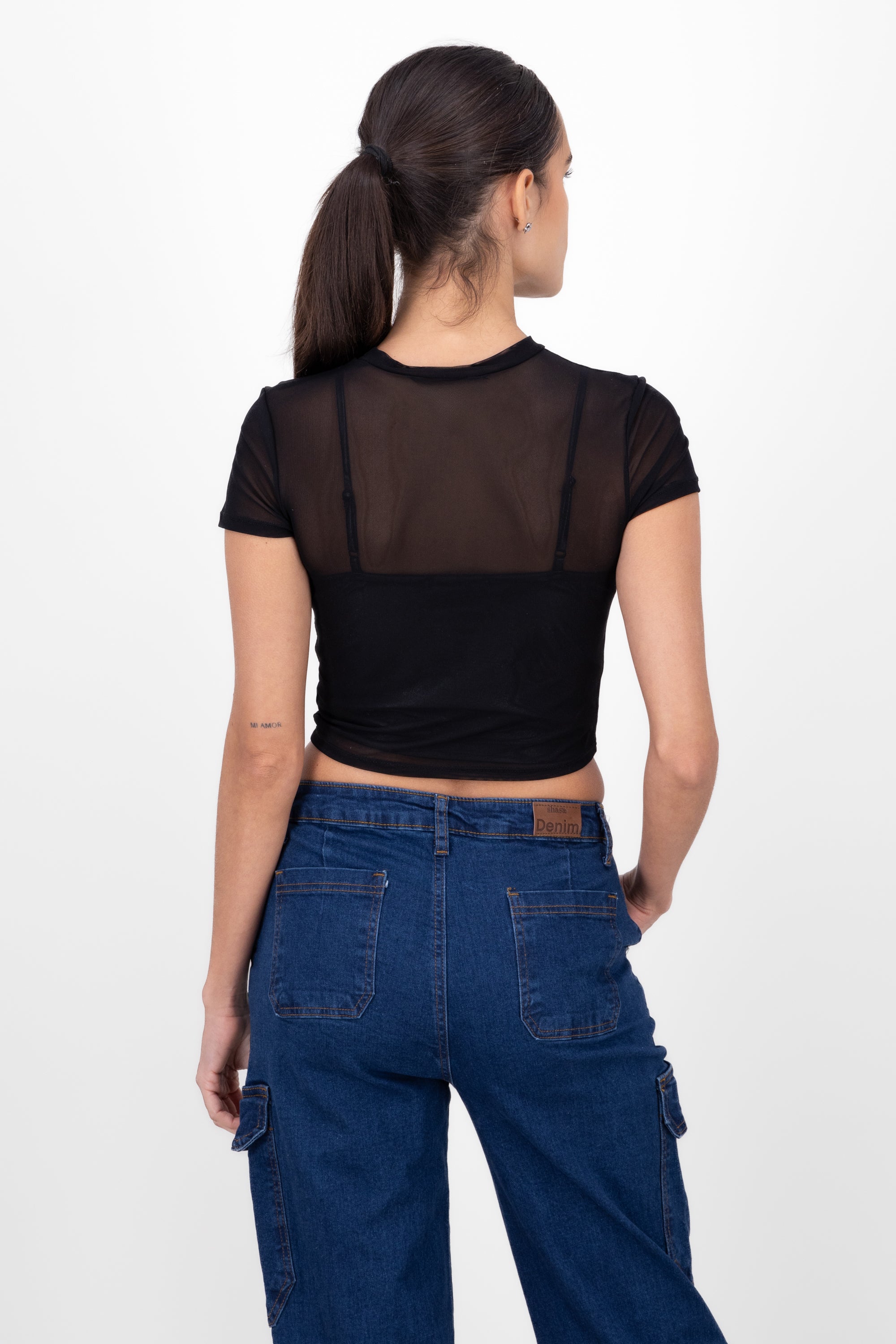 Top Short Manga Mesh BLACK