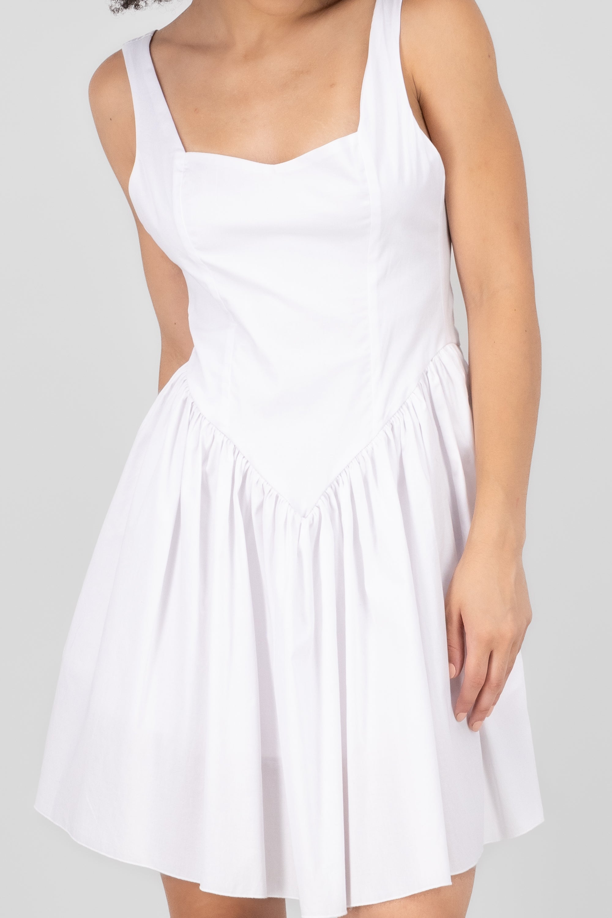 Vestido plisado popelina BLANCO