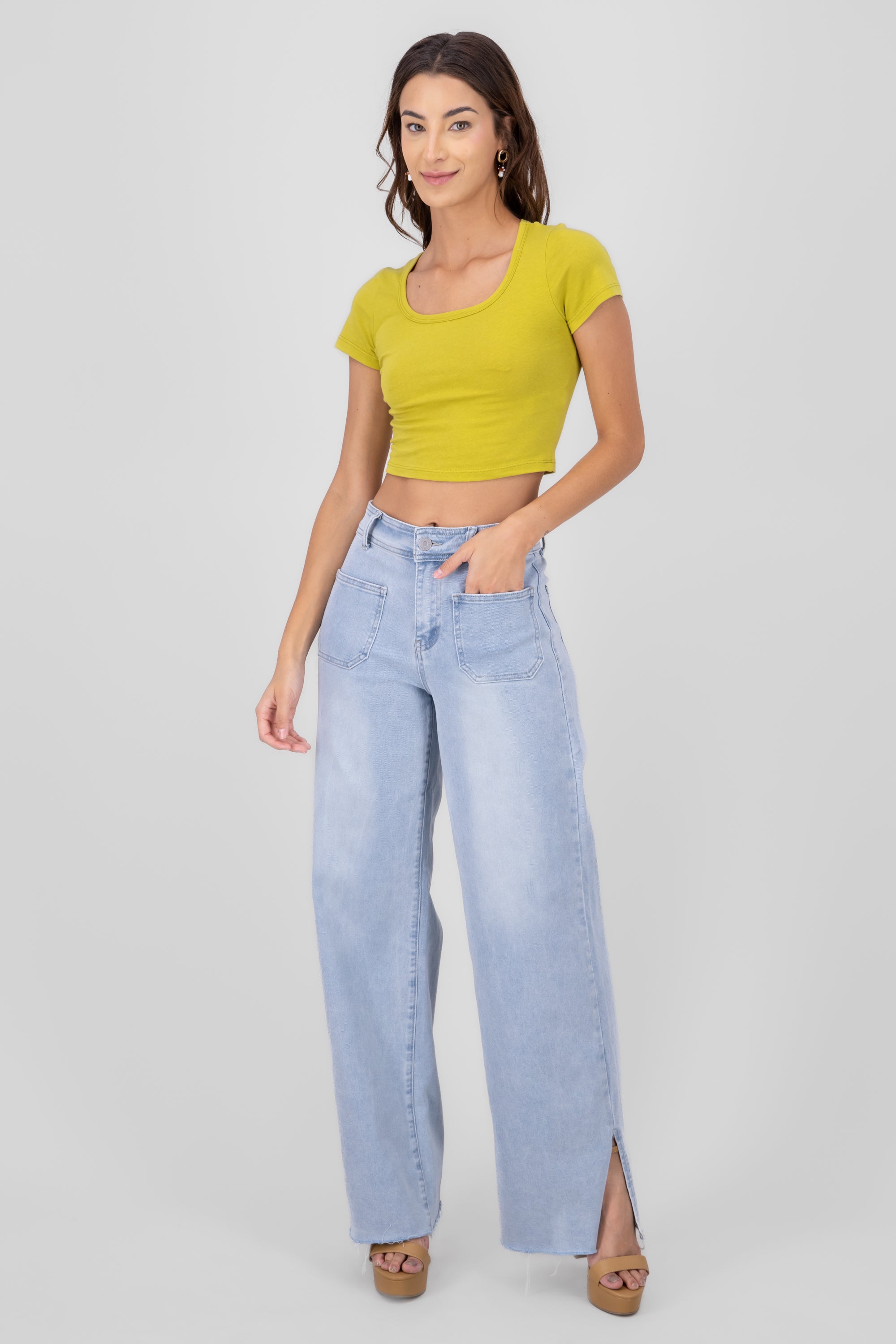 Straight Jeans 2 Bags with openings Light Wash